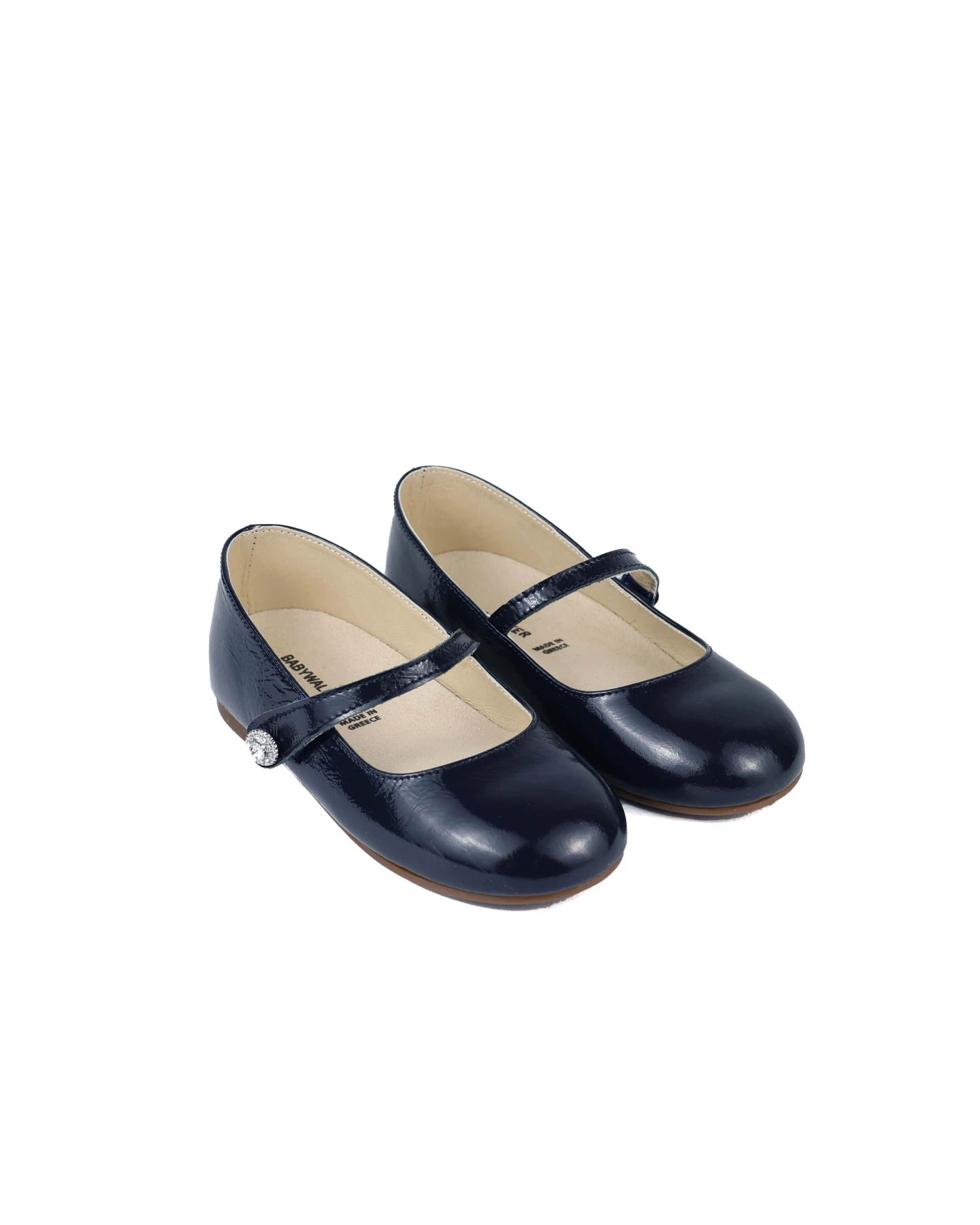 SINGLE STRAP CRYSTAL BUTTON EMBELLISHED PATENT LEATHER BALLERINAS Gallery