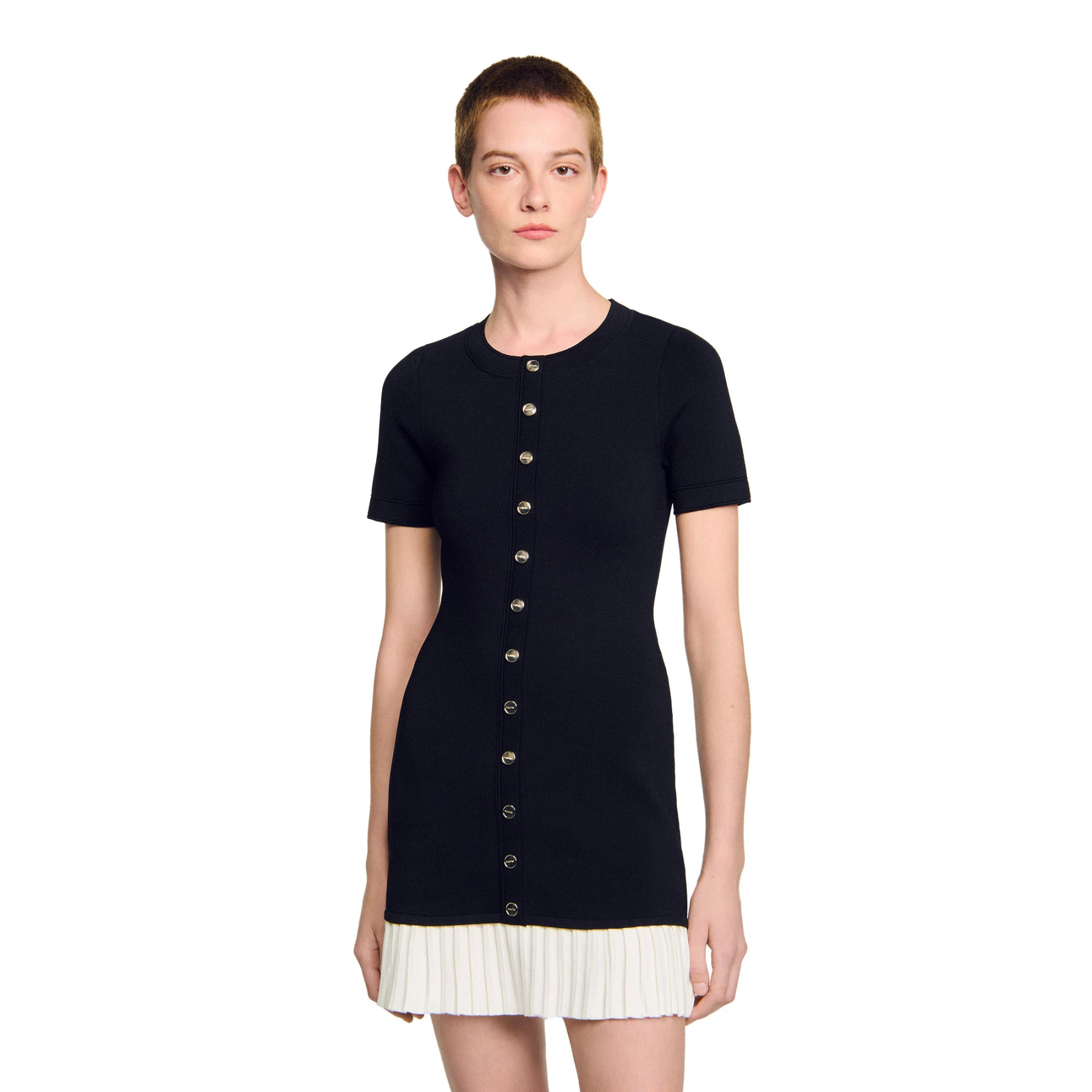 Short knit dress with ruffle Gallery