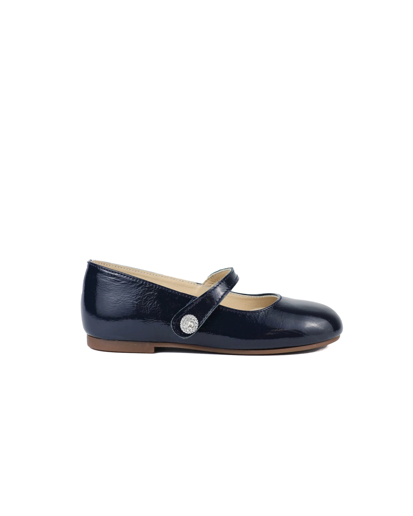 SINGLE STRAP CRYSTAL BUTTON EMBELLISHED PATENT LEATHER BALLERINAS Gallery