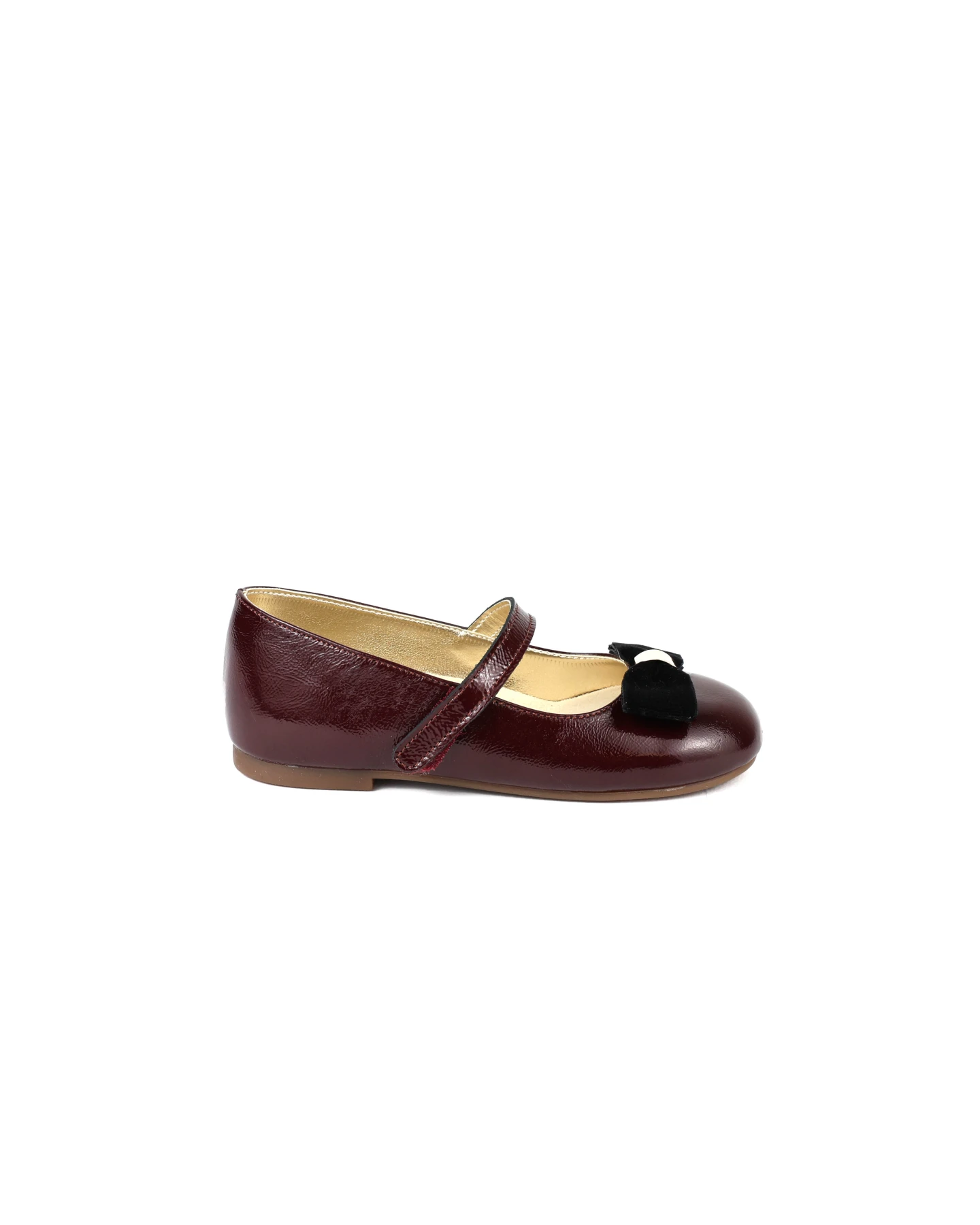 HAND MADE VELVET BOW EMBELLISHED SINGLE STRAP PATENT LEATHER BALLERINAS Gallery