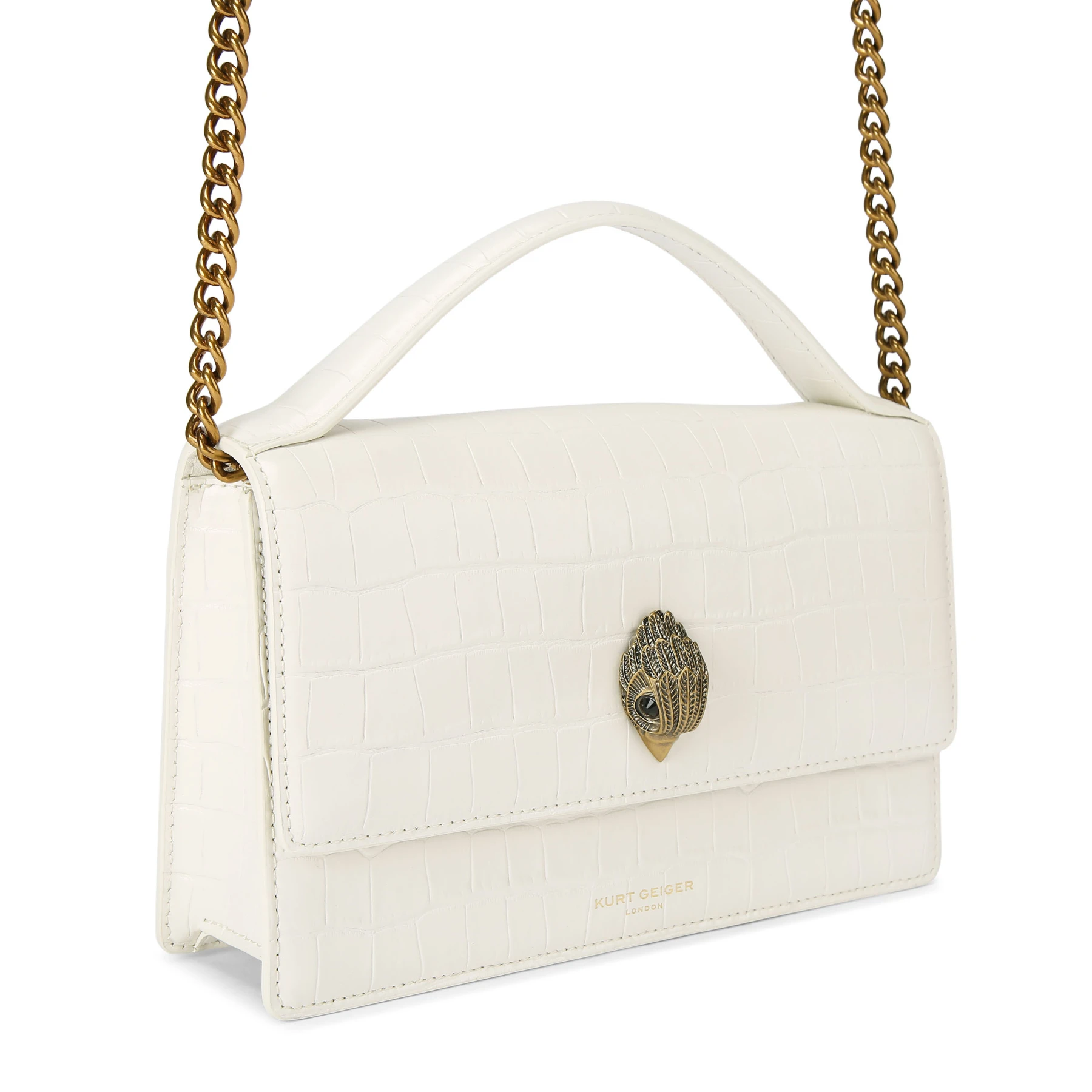  Croc-Embossed Crossbody Bag with top Handle Gallery