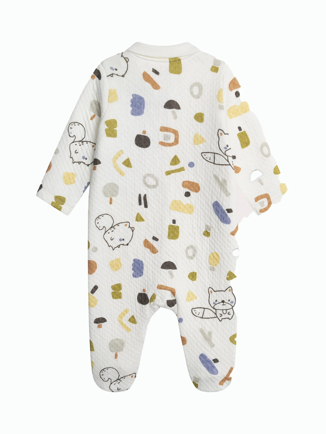 Quilted Footed Baby Romper with Animal Print Gallery