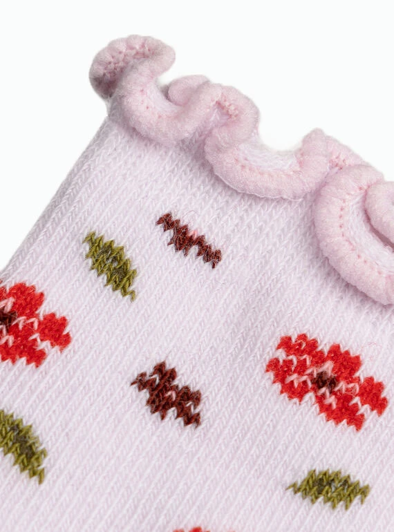 Floral Print Socks with Ruffle Cuffs Gallery