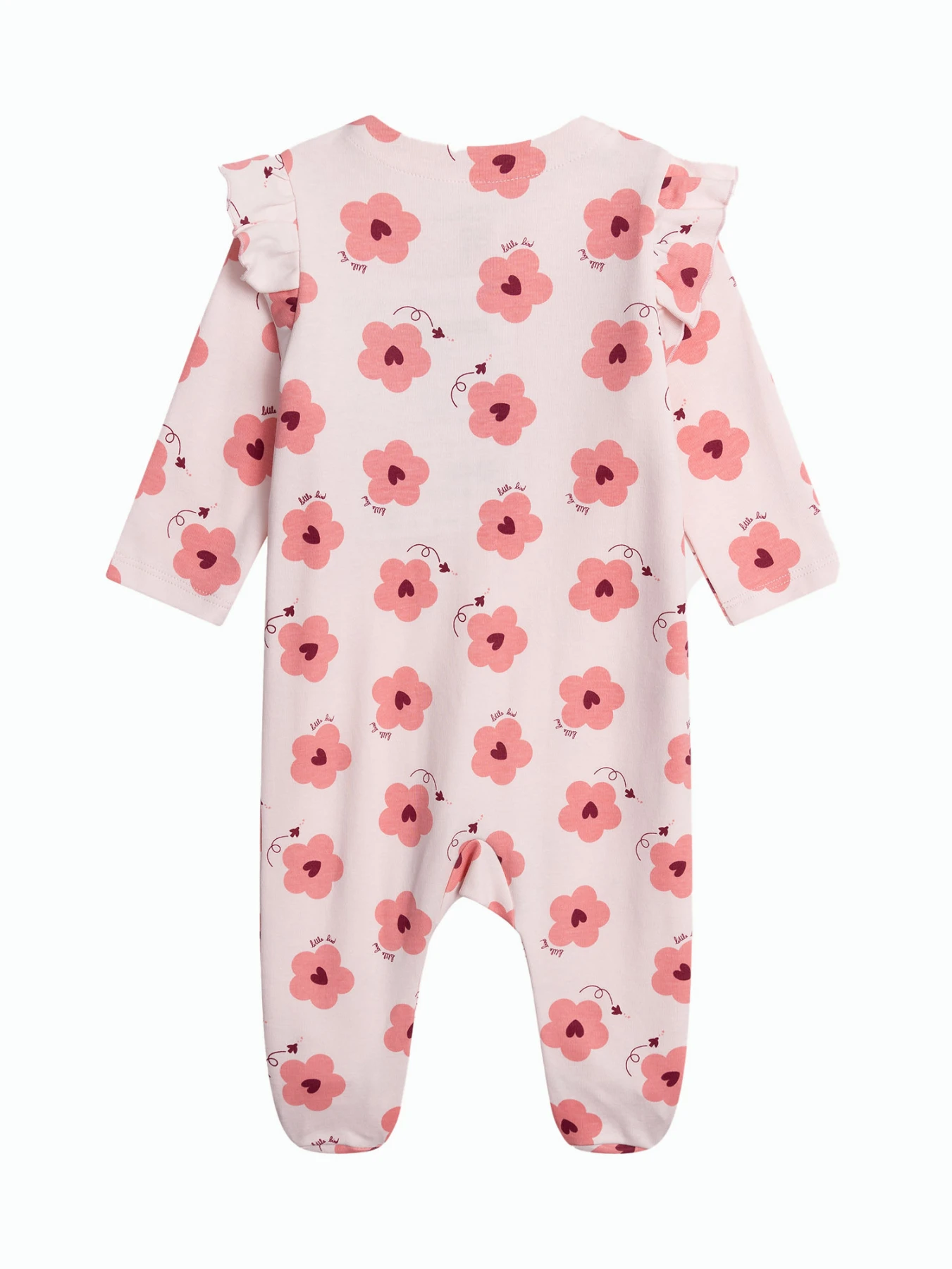 Floral Print Footed Romper with Ruffle Shoulders Gallery