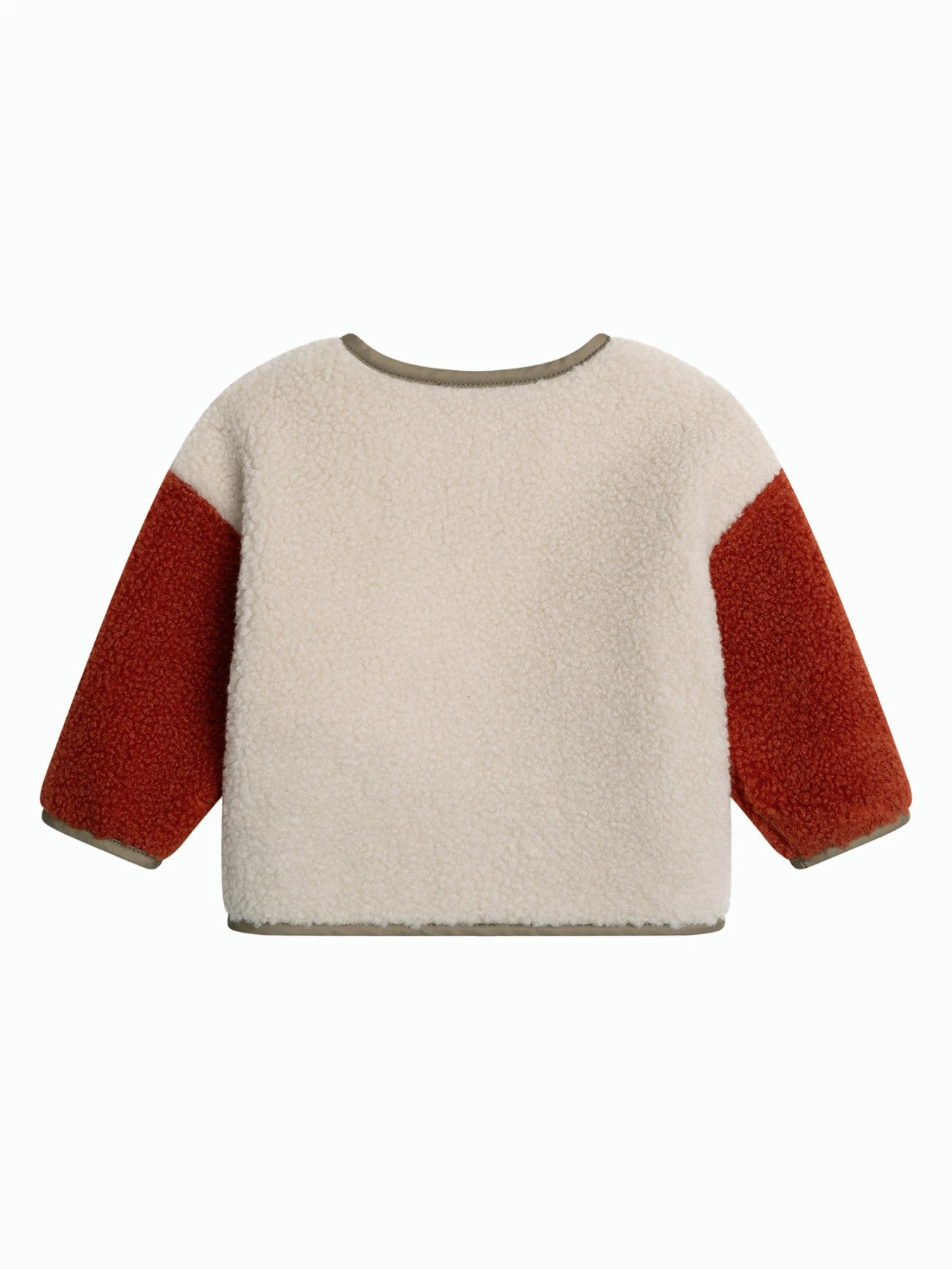 Sherpa Fleece Cardigan with Colorblock Sleeves Gallery