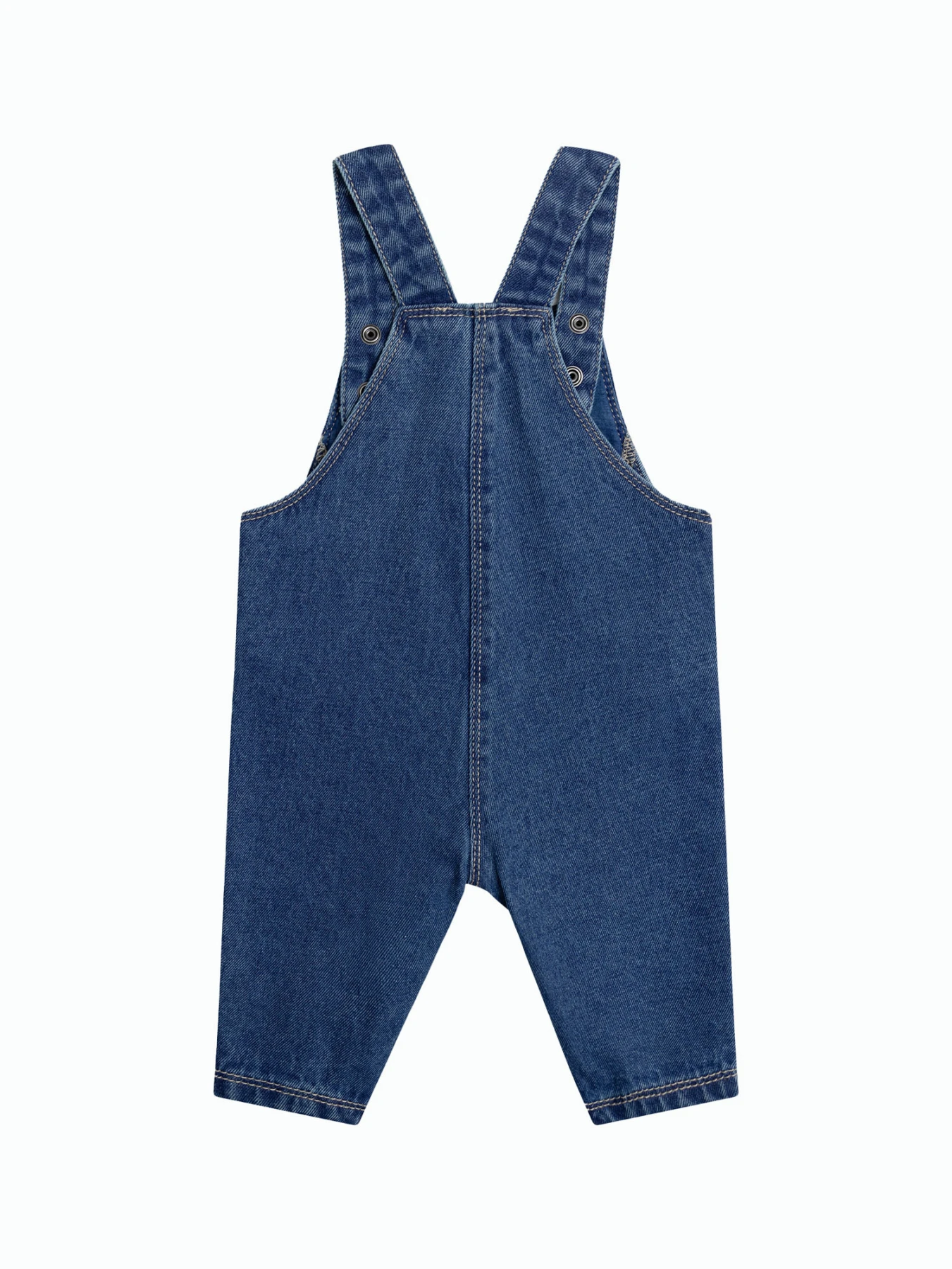 Denim Overalls with Embroidered Bear Pocket Gallery