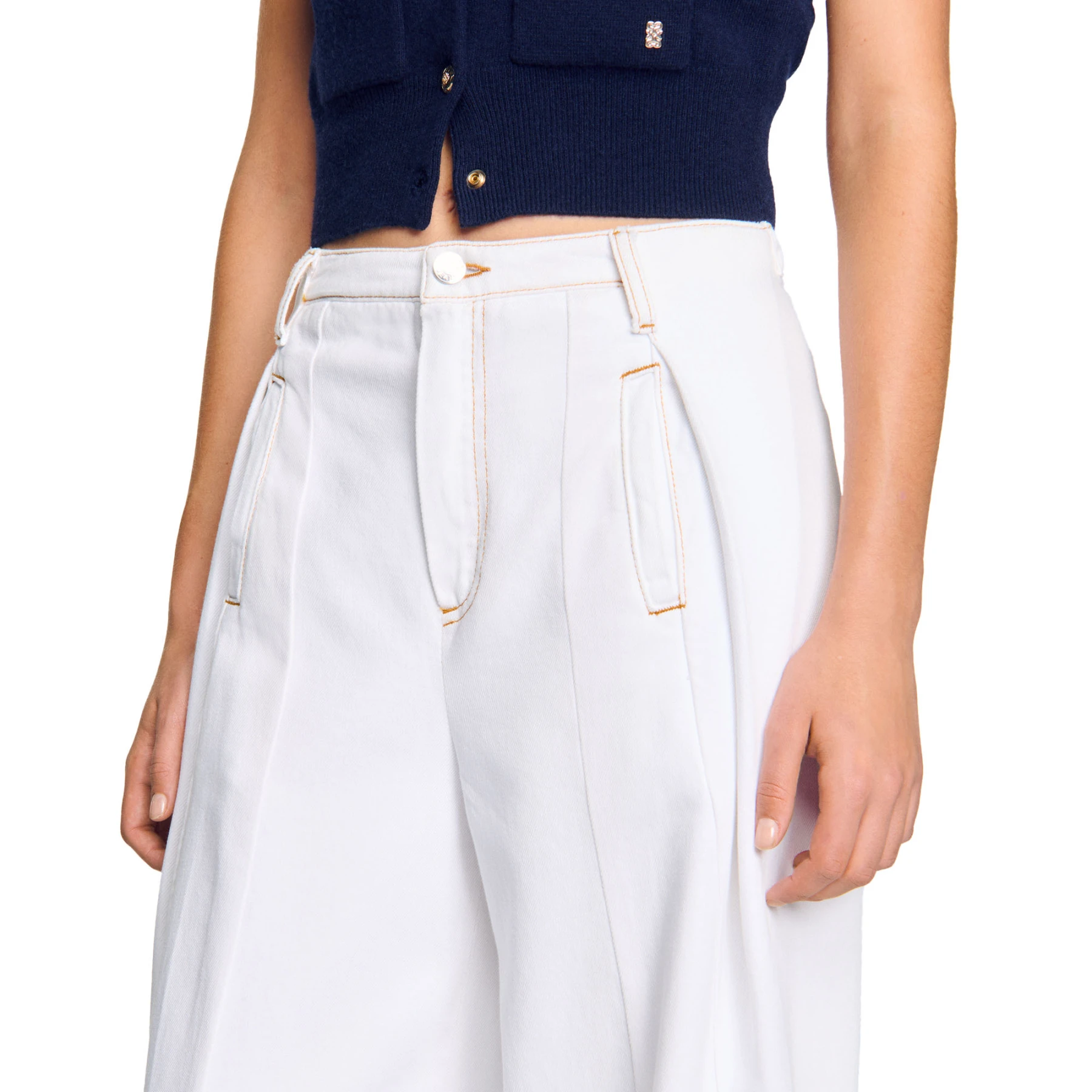 Topstitched wide-leg jeans Gallery