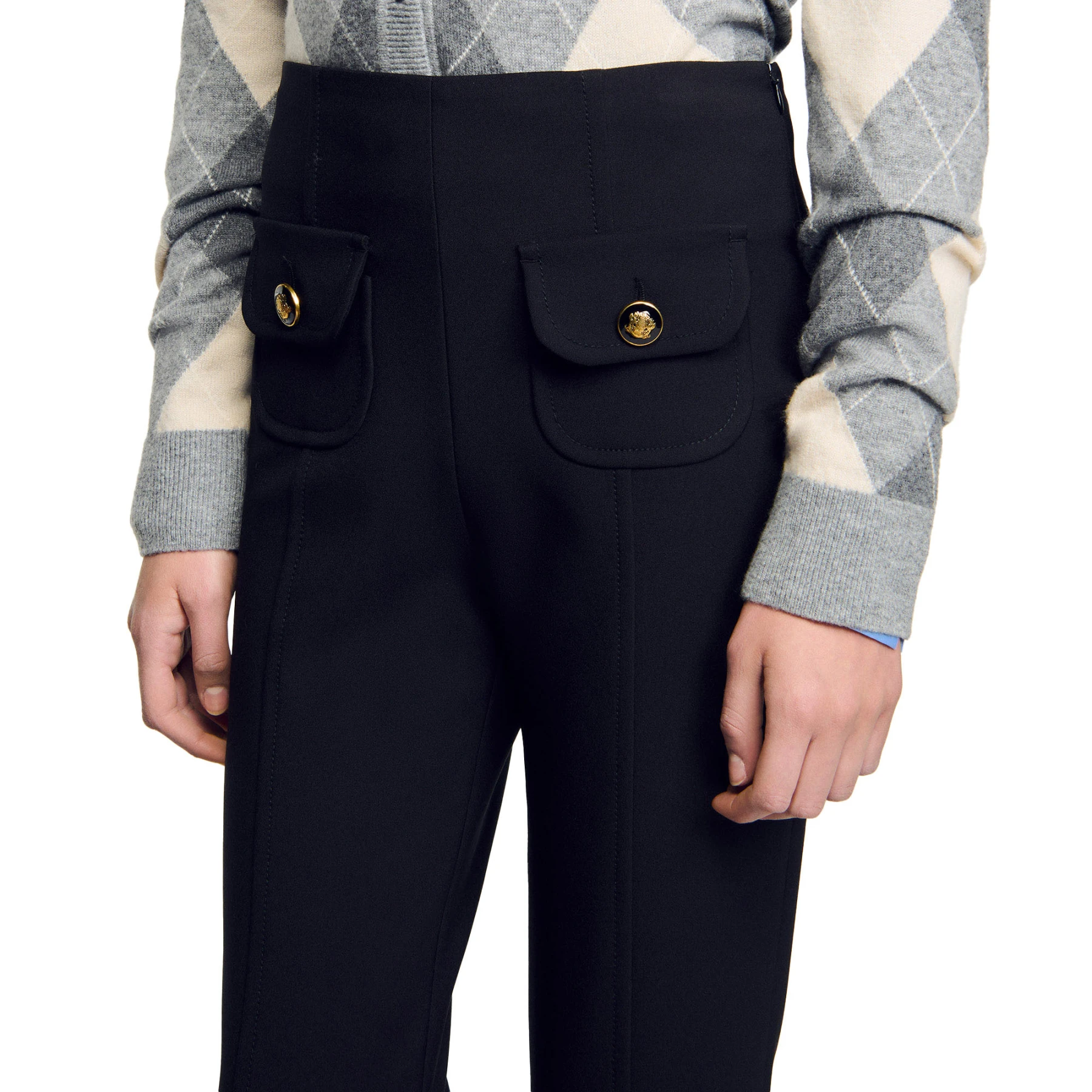 Stretch capri trousers with slits at the hem Gallery