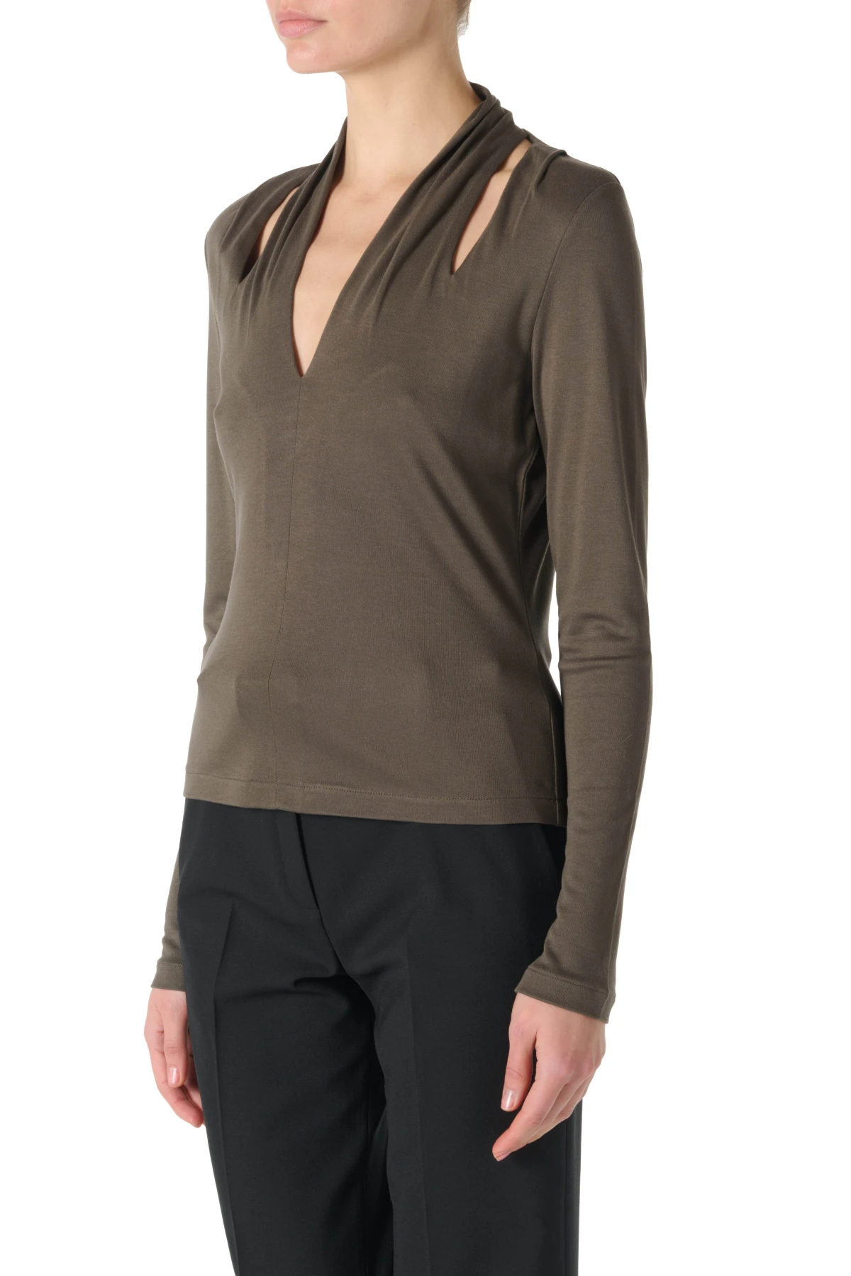 V-neck Ribbed Cut-out Top Gallery