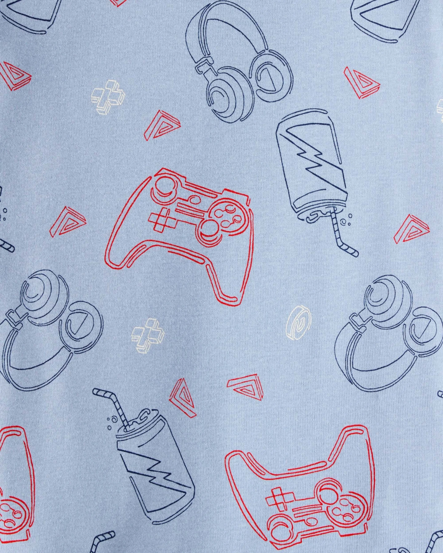 Gaming Print 100% Cotton Long-Sleeve 4-Piece Pajamas Gallery