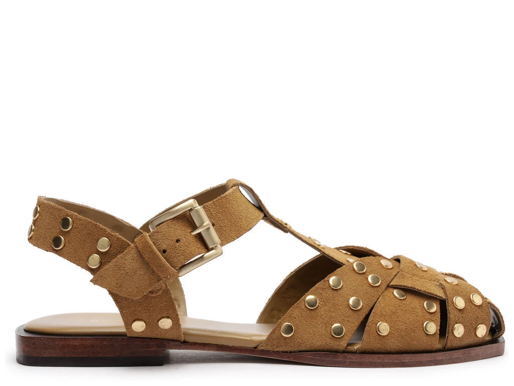 Studded Suede Flat Sandals Gallery