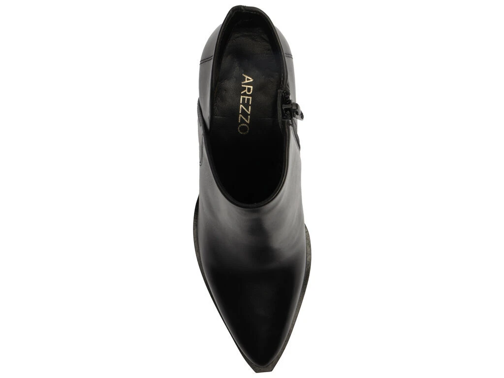 Leather V-Cut Ankle Booties with Block Heel Gallery