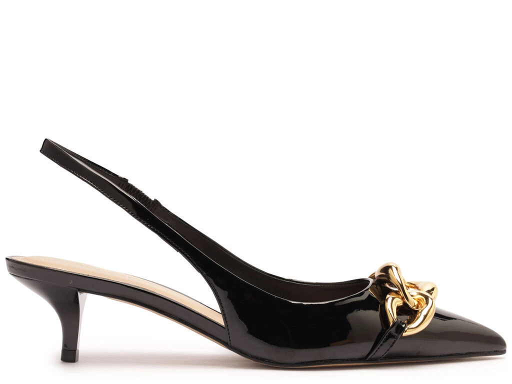 Patent Leather Slingback Heels with Gold Chain Detail Gallery