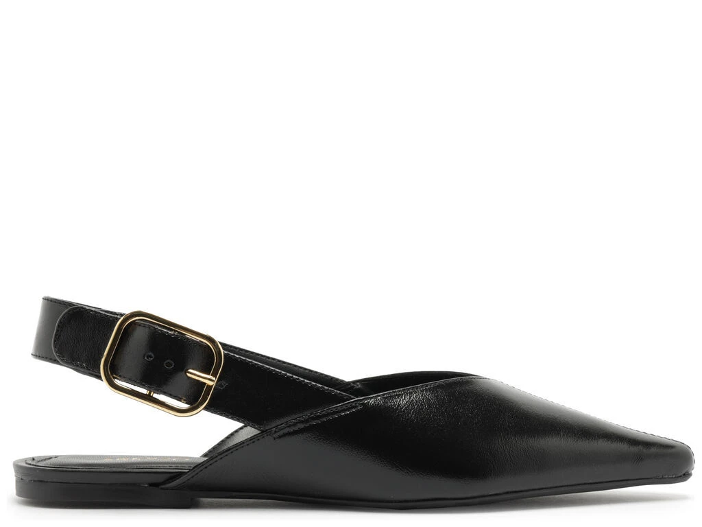 Leather Slingback Flats with Gold Buckle Gallery