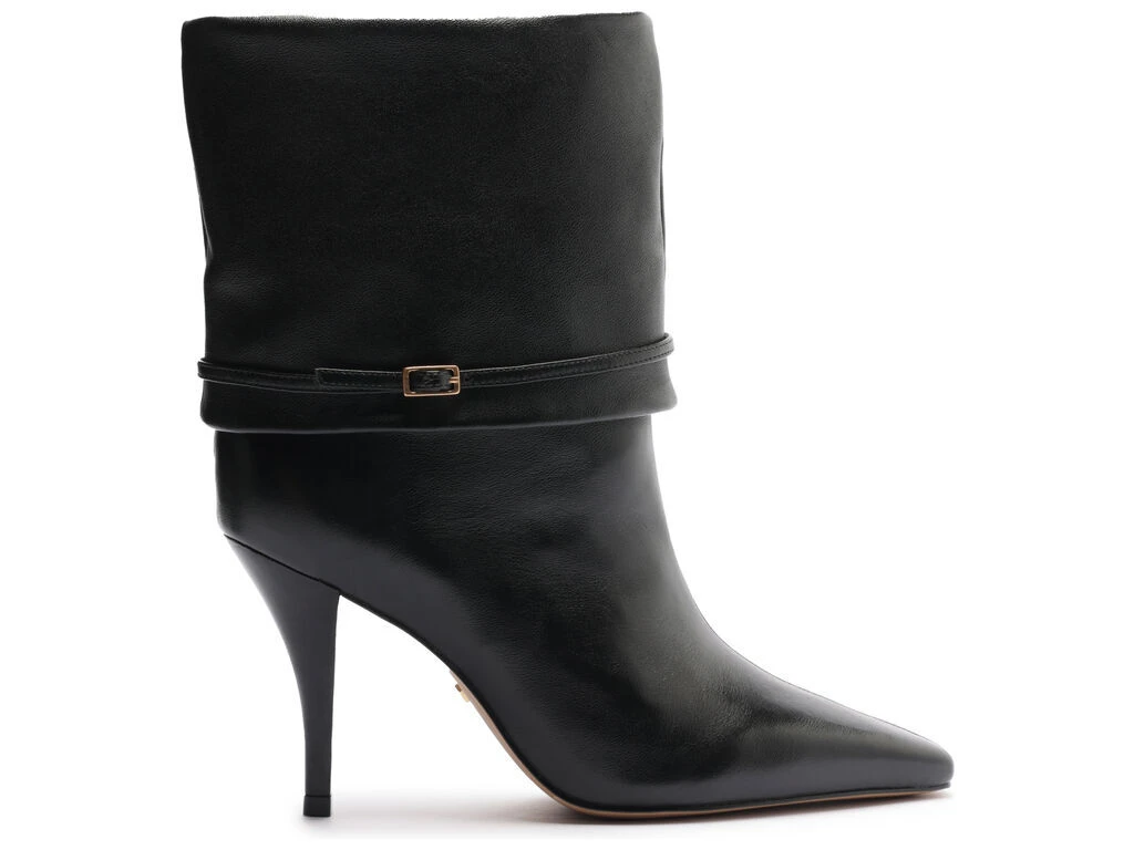 Leather Fold-Over Stiletto Boots with Buckle Gallery