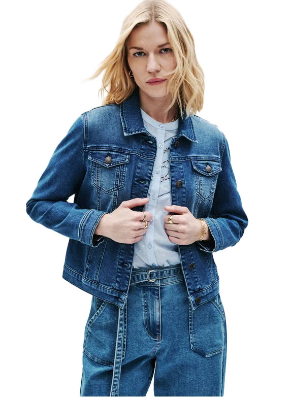 Straight cut Long sleeves Denim Jacket Gallery
