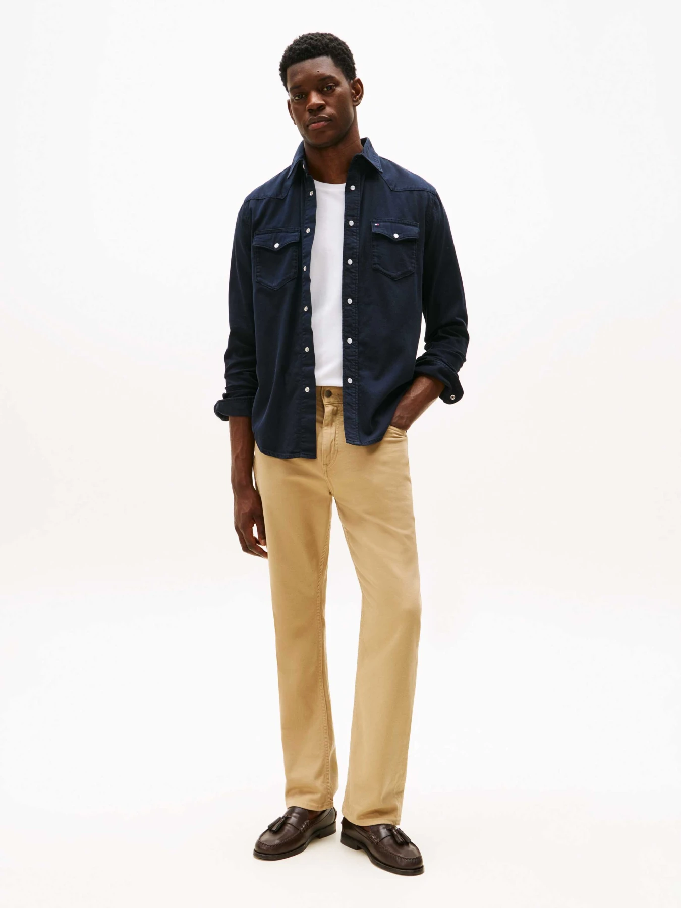 Solid Long Sleeves Denim Shirt Gallery