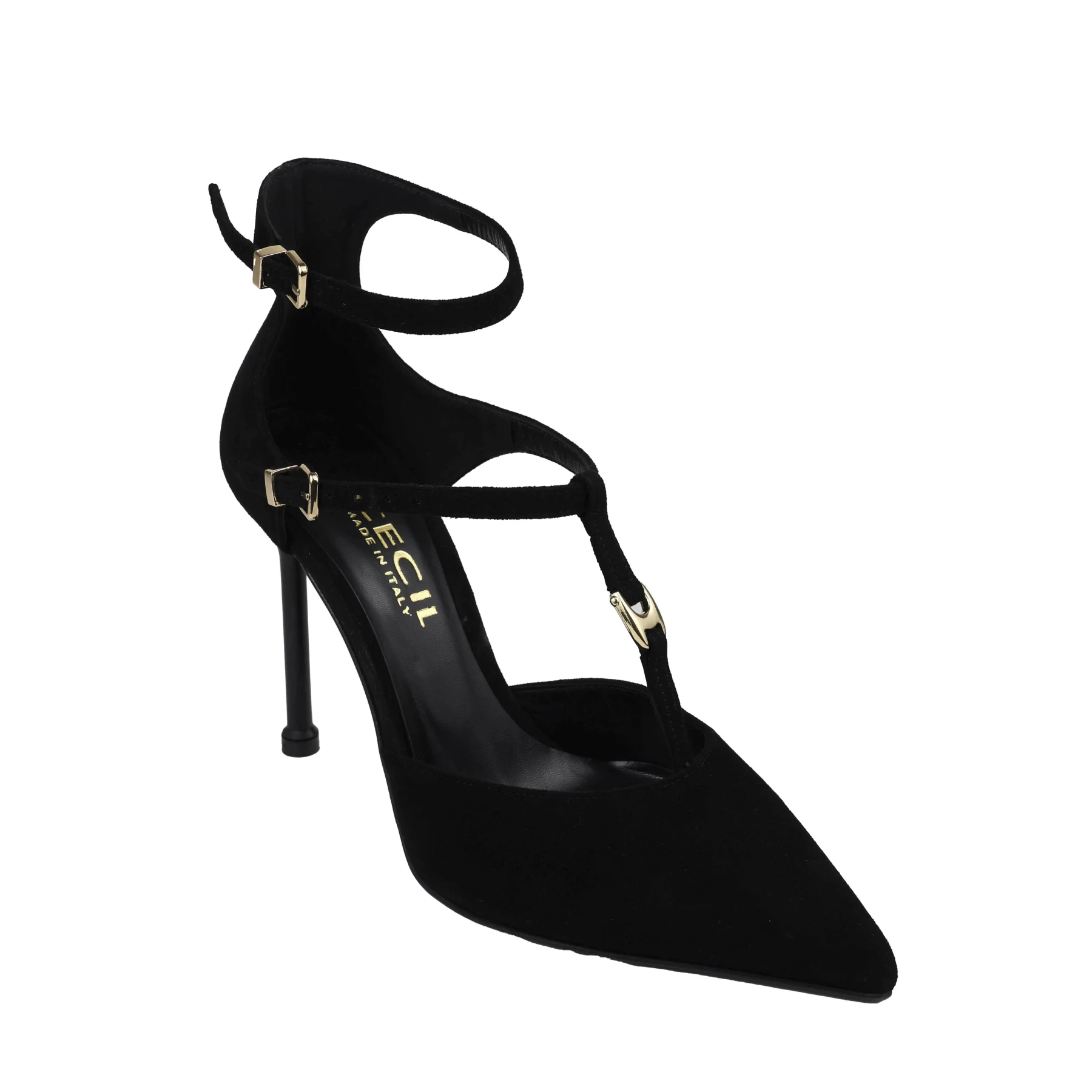 Suede T-Strap Stiletto Heels Pump Gallery