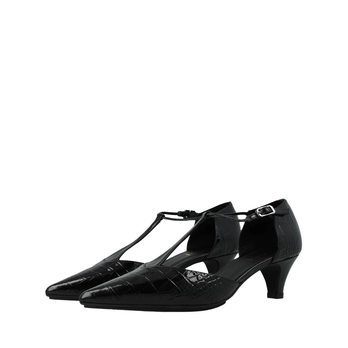 T-strap Leather Pointed Toe Pump Gallery