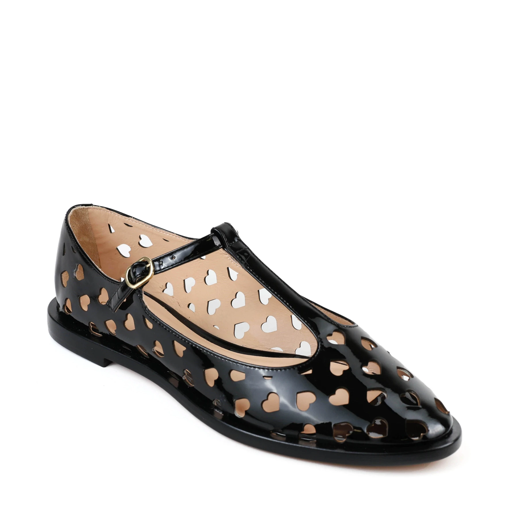 Leather Heart Cut-Out Mary Jane Ballerinas Gallery