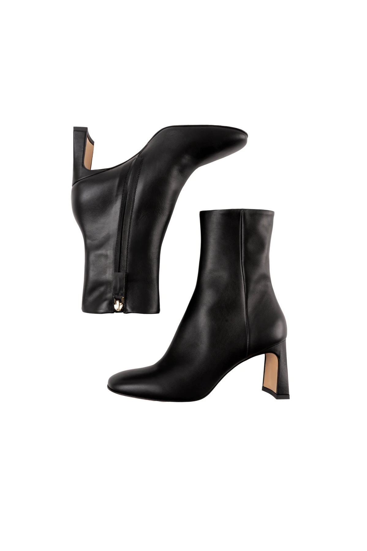 Flared Heel Leather Ankle Boots Gallery