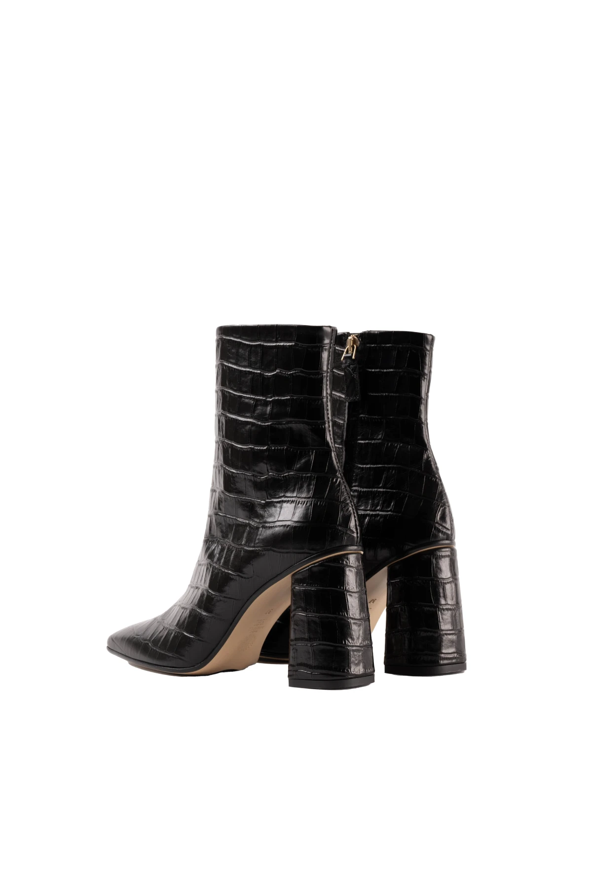 Block Heel Crocodile-Effect Leather Ankle Boots Gallery