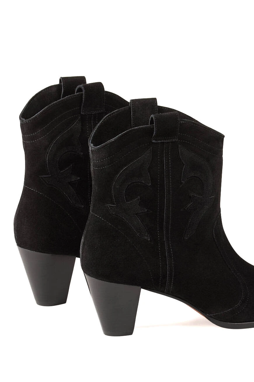 Embroidered Suede Cowboy Ankle Boots Gallery