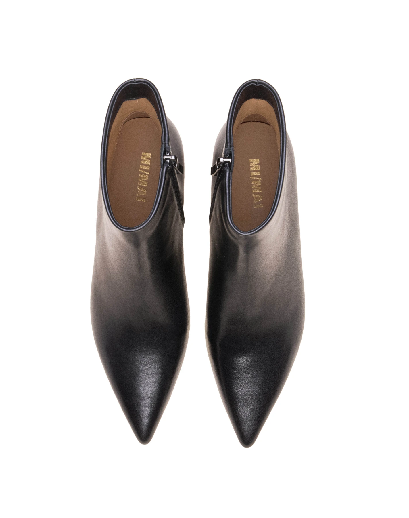 Pointed Leather Ankle Boots With Kitten Heels Gallery