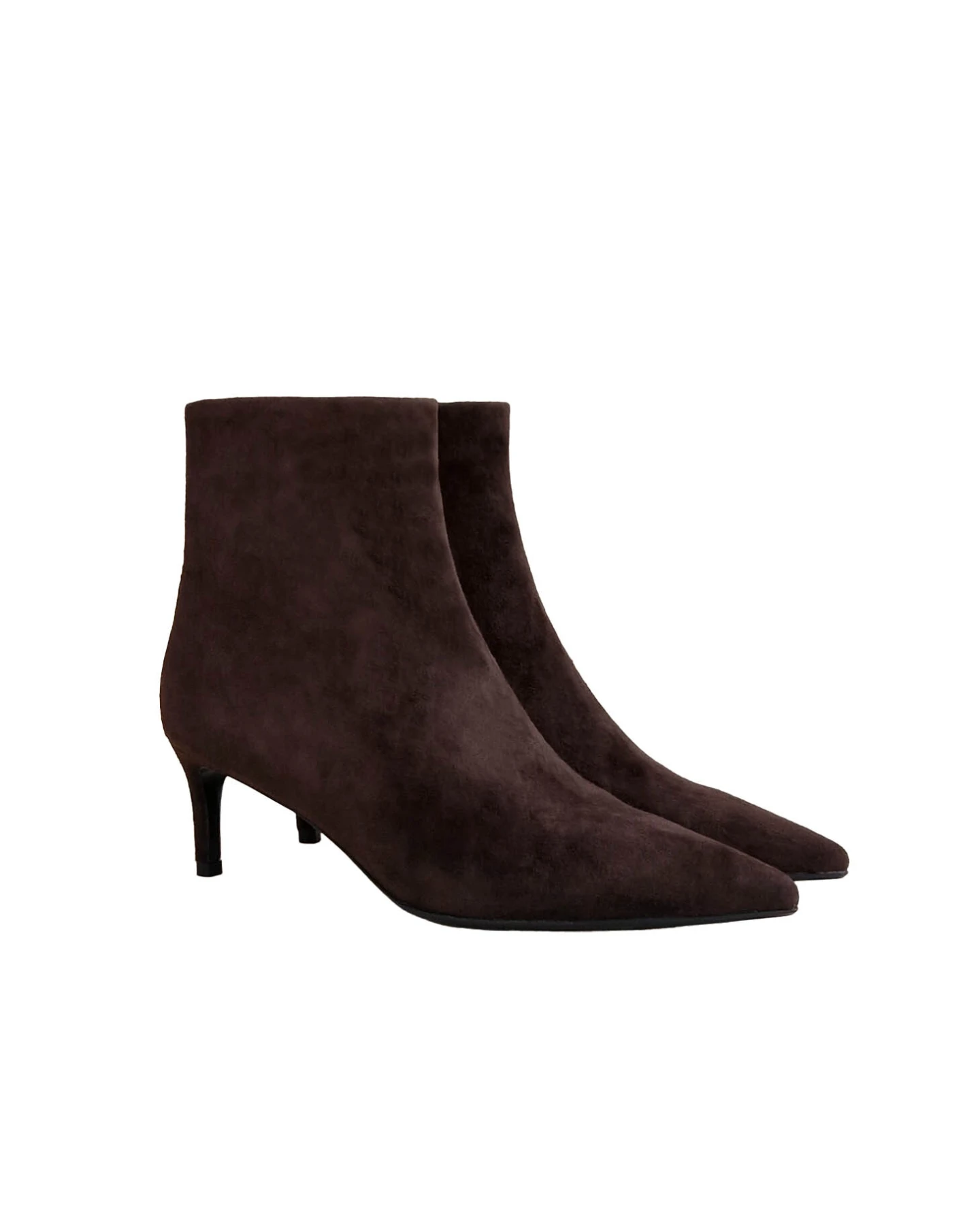 Pointed Suede Ankle Boots With Kitten Heels Gallery