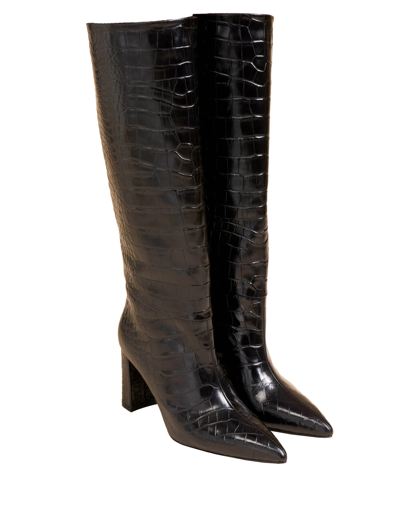 High Block Heel Embossed Knee-High Boots Gallery
