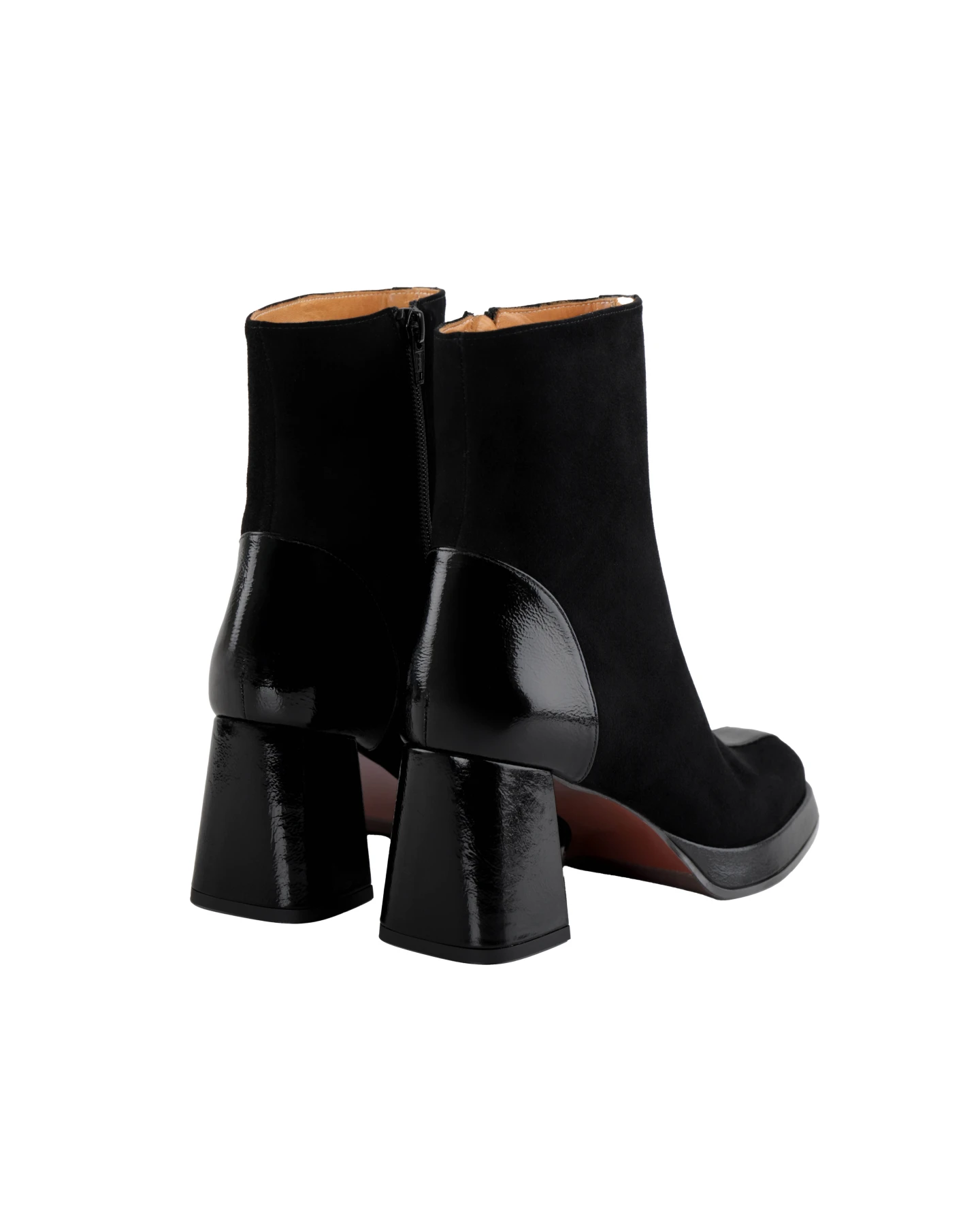 Mixed Media Suede & Patent Platform Ankle Boots Gallery