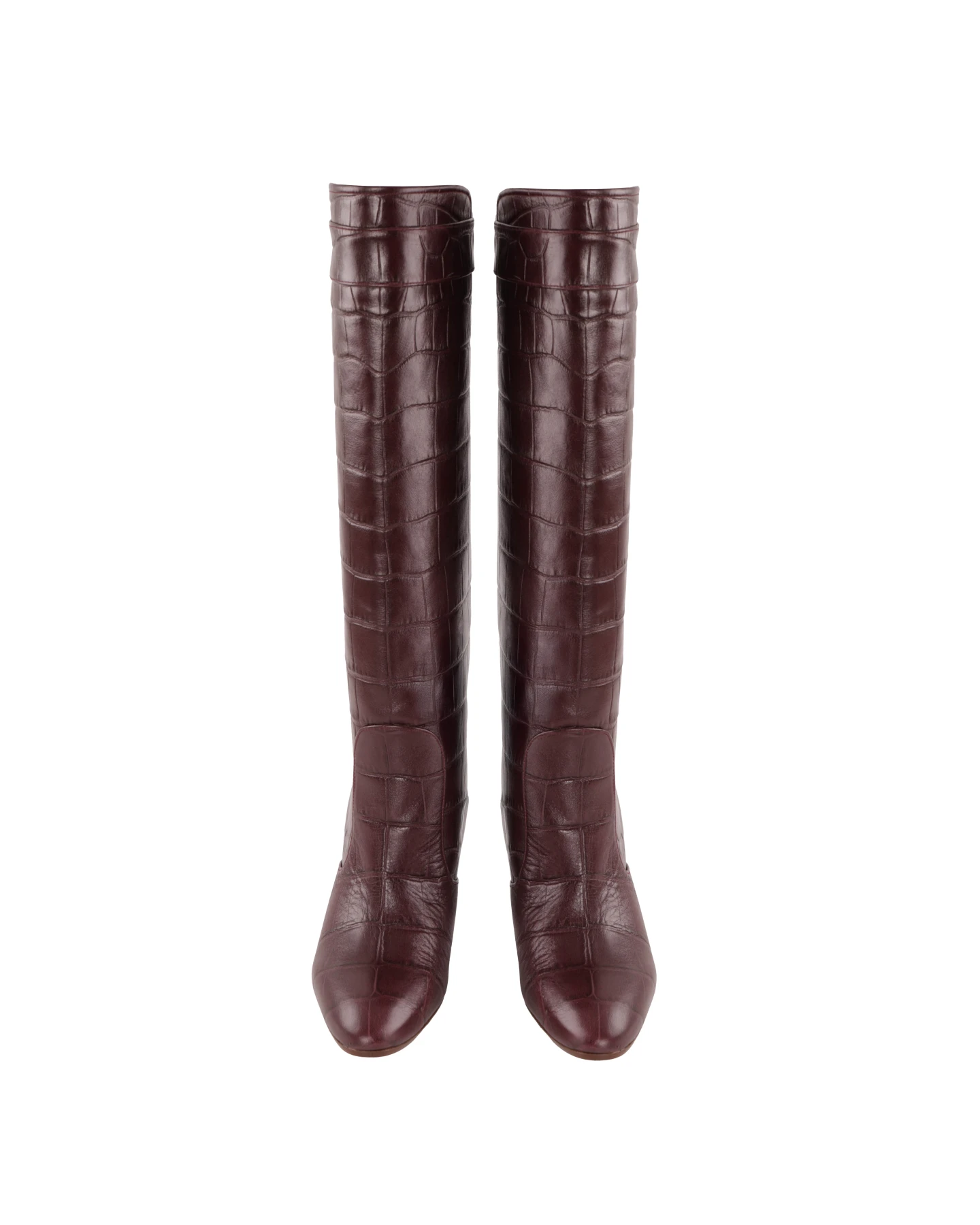 Croc-Embossed Leather Knee-High Boots Gallery