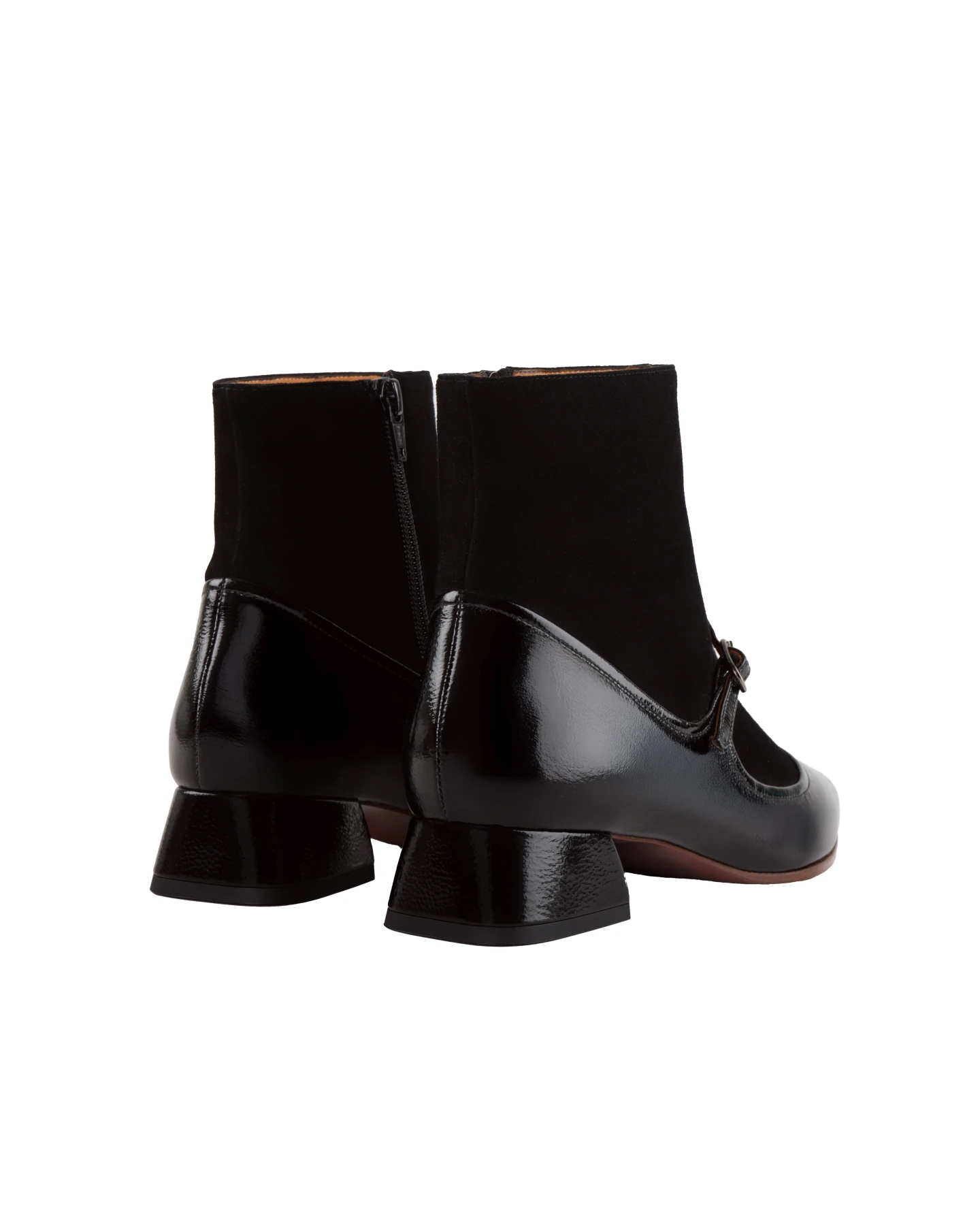 Pointed Toe Booties With Patent Mary Jane Strap Gallery