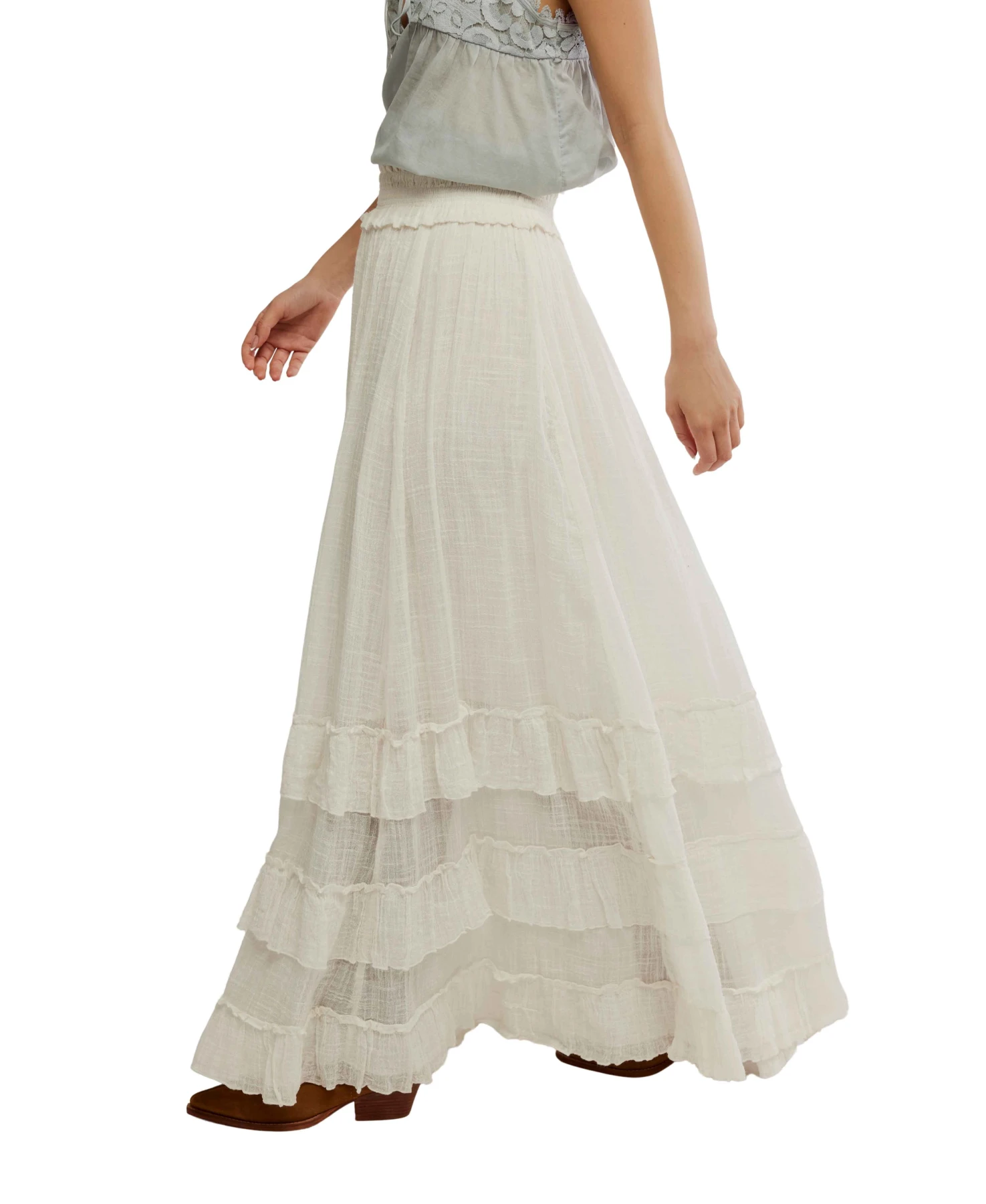 Brynn Mid Rise Tiered Ruffle Maxi Skirt Gallery