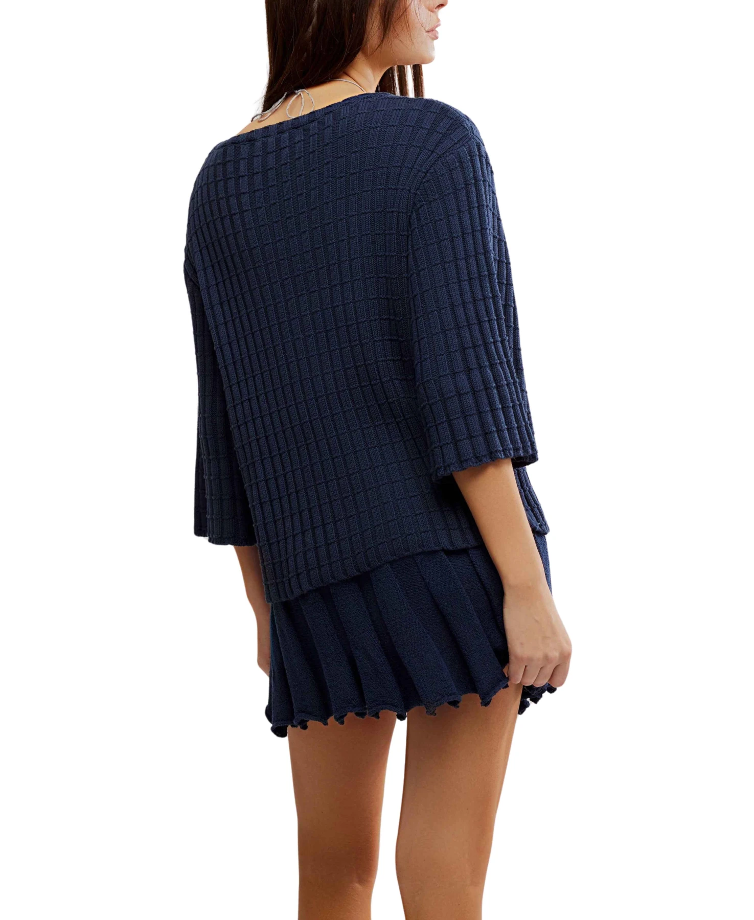 Kenzie Ribbed Knit Top and Pleated Mini Skirt Set Gallery