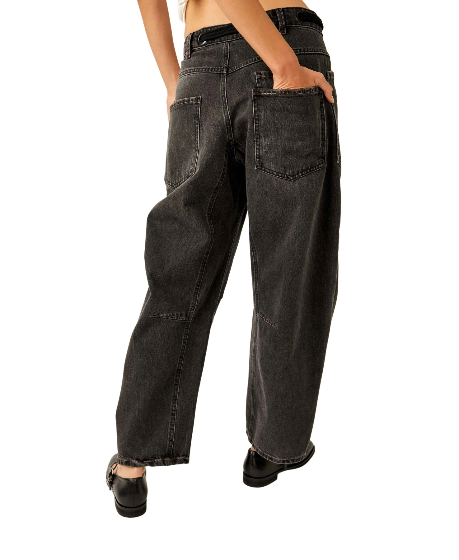 Moxie Low Slung Washed Patchwork Drawstring Jeans Gallery