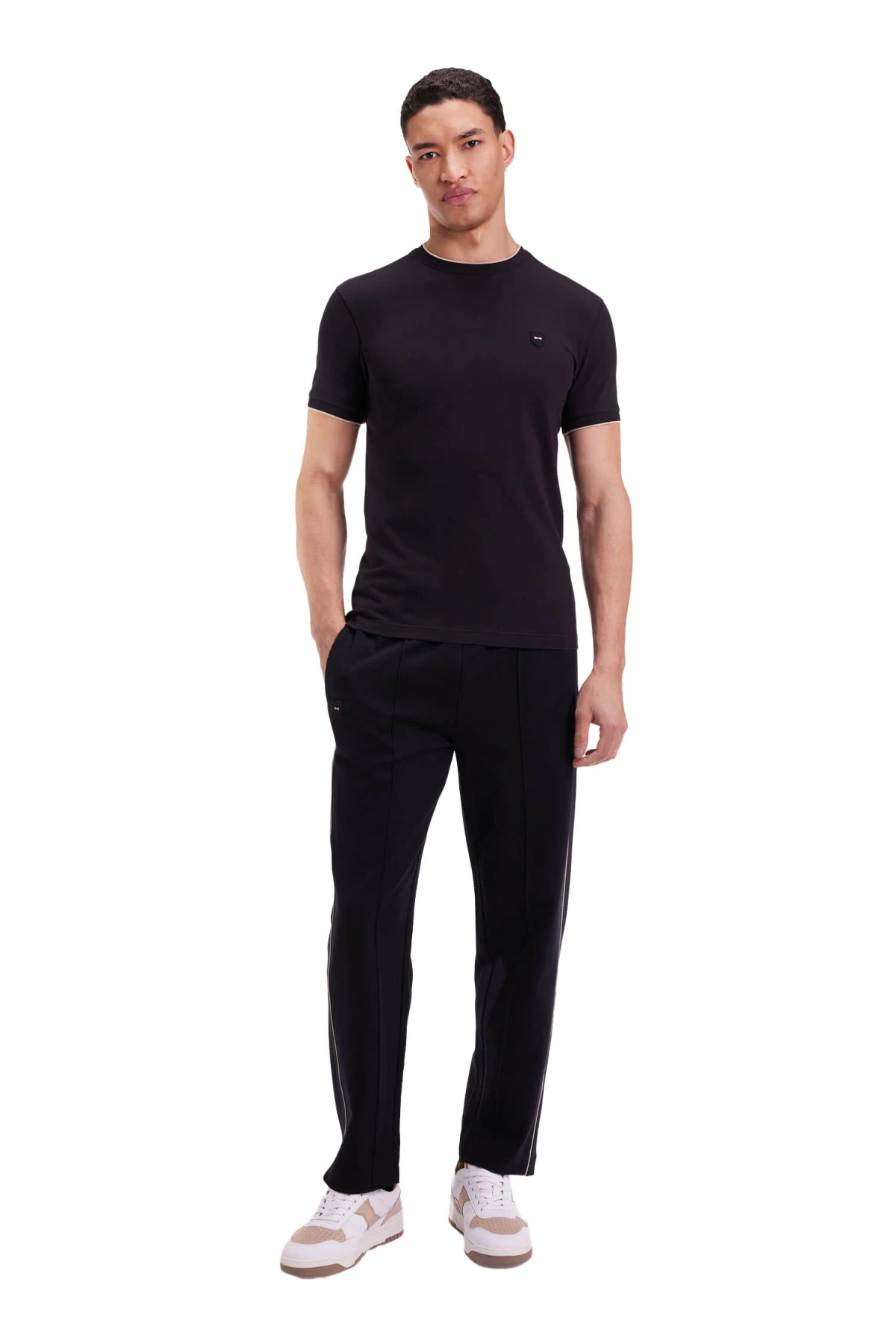 Brushed Fleece Joggeres with Piping and Straight Fit Front Pleats Gallery