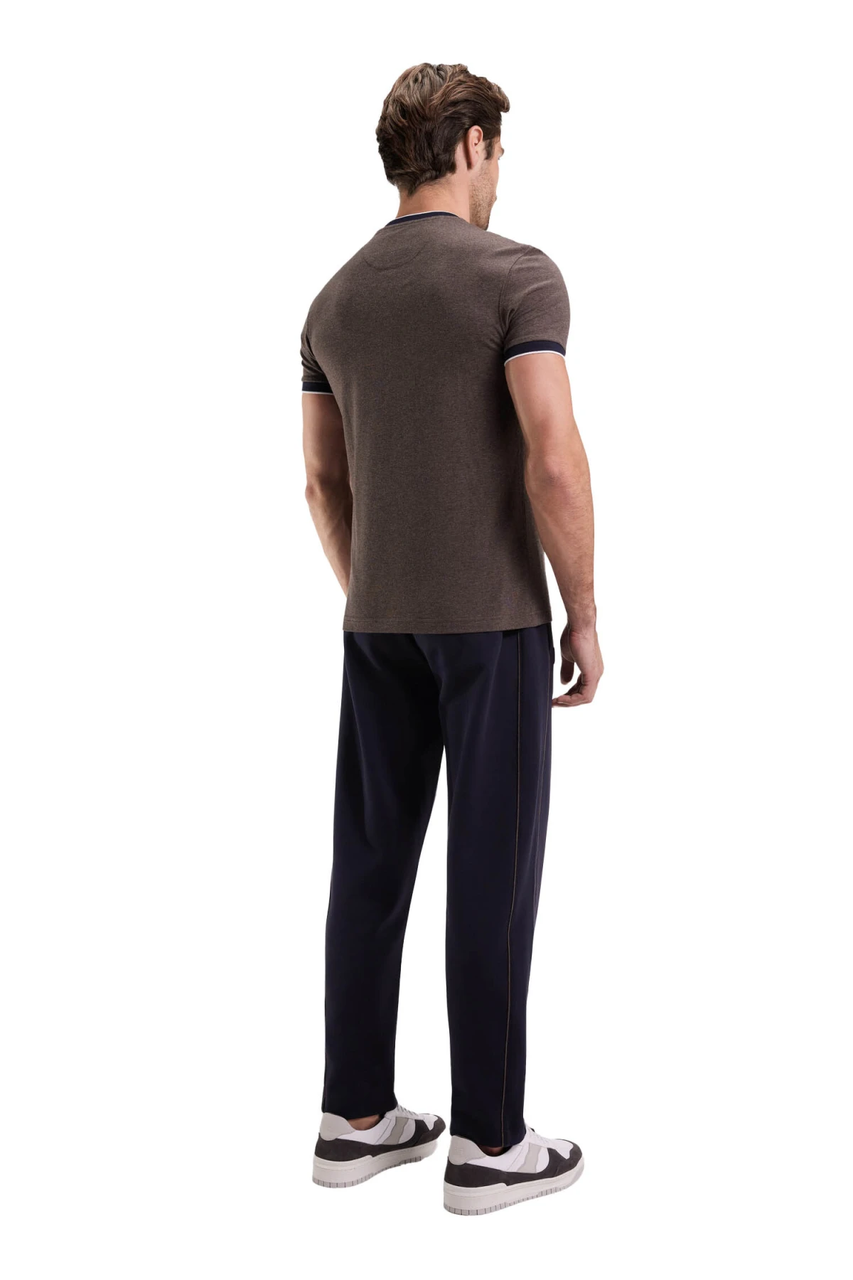 Brushed Fleece Joggeres with Piping and Straight Fit Front Pleats Gallery