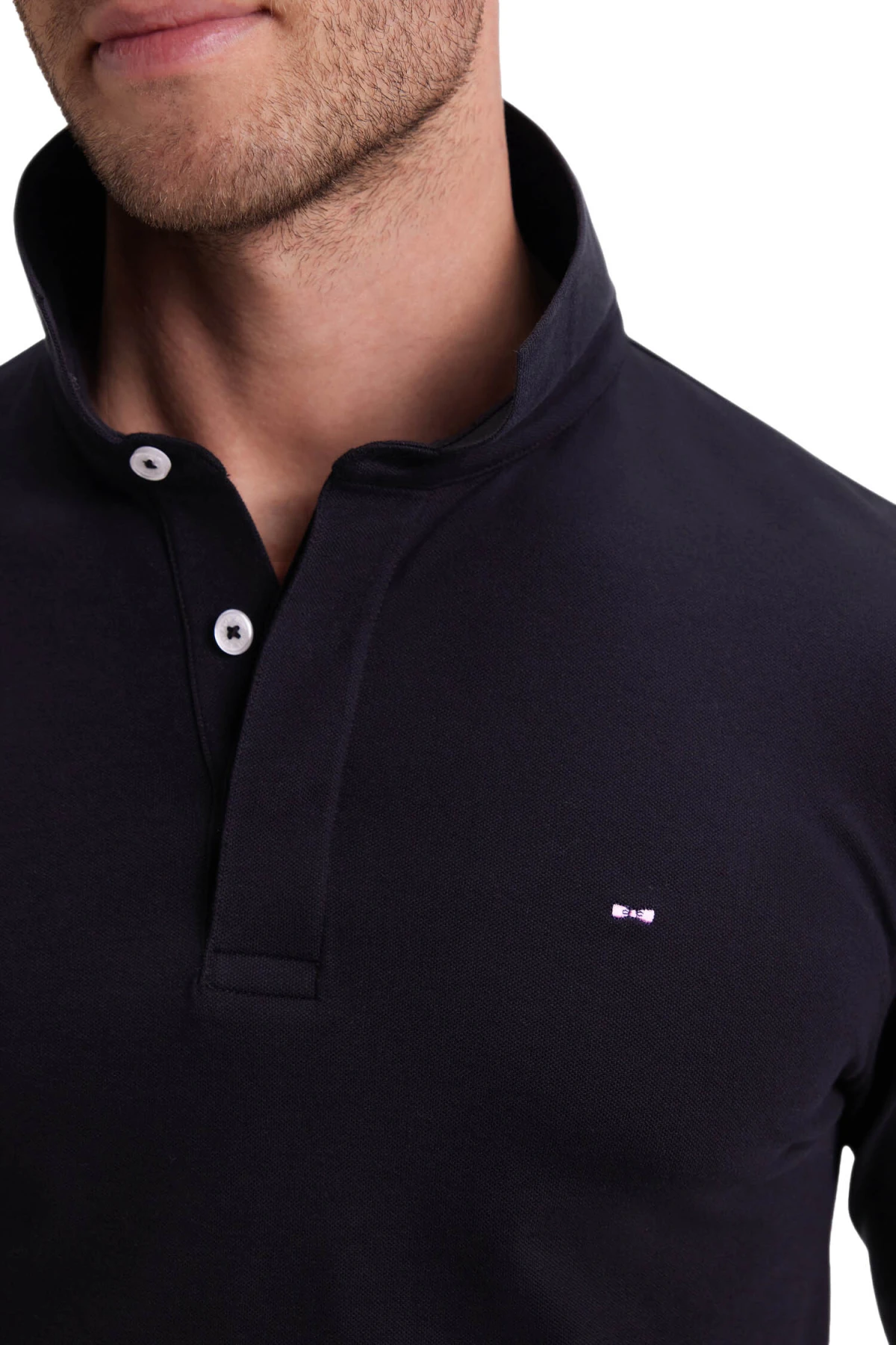 Slim Fit Cotton Long-sleeved Polo Shirt Gallery