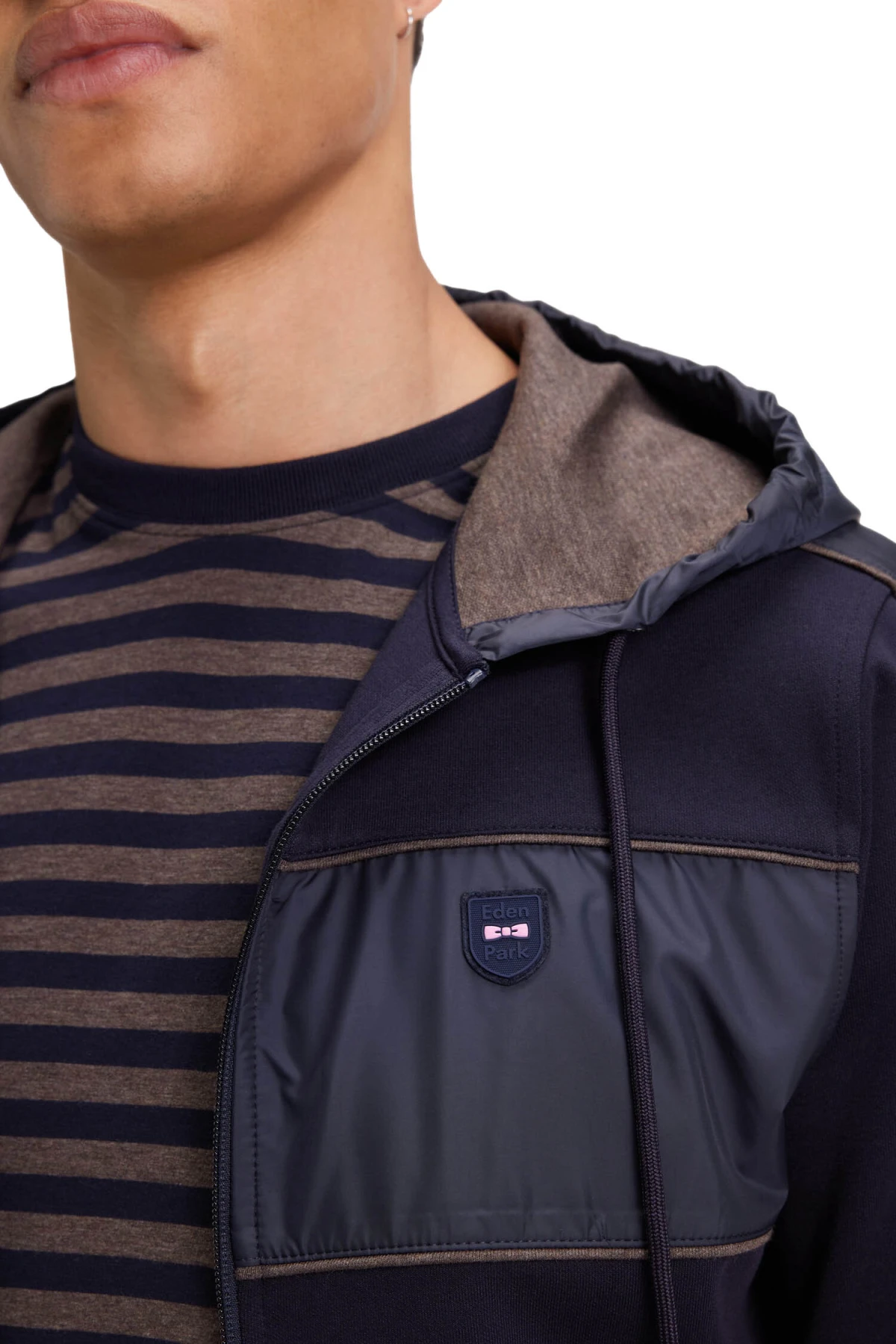 Fleece and Nylon Zip-up Hooded Sweatshirt Gallery