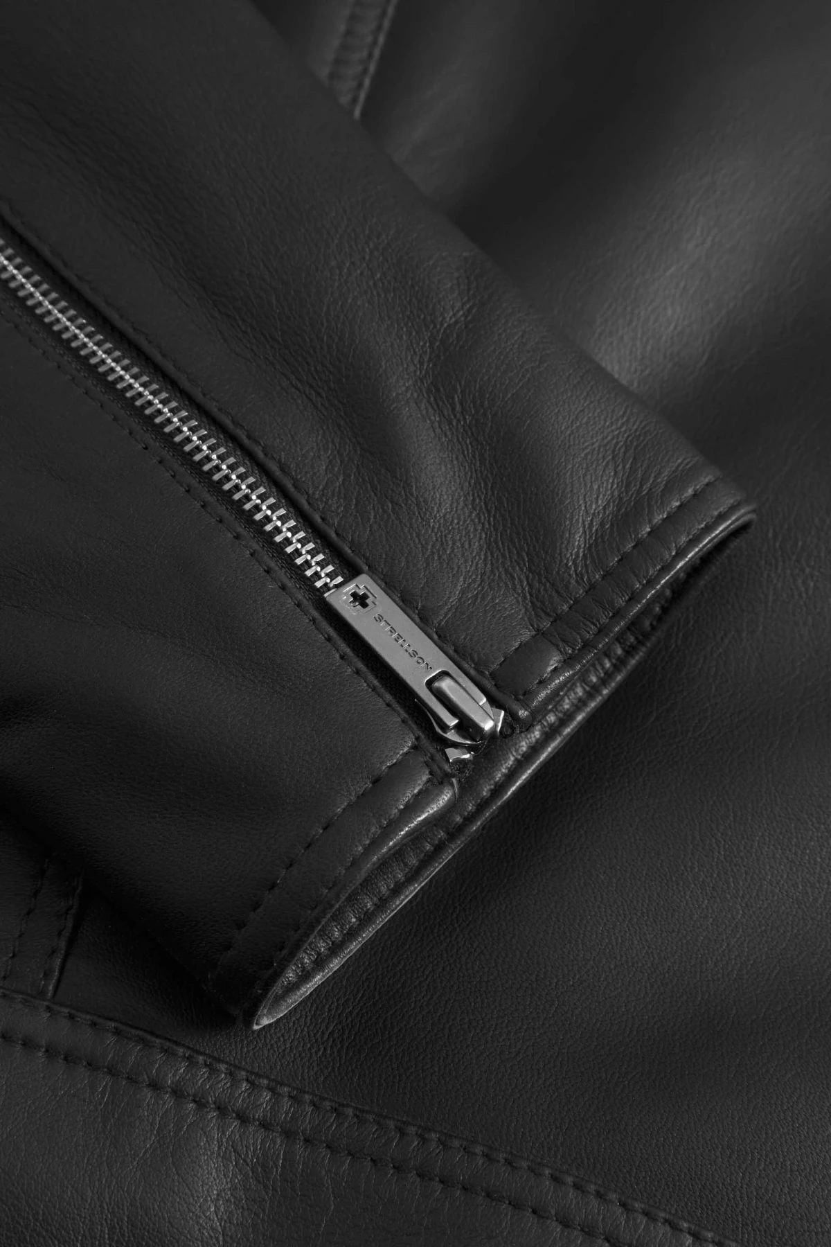 Zip-Front Moto Jacket with Quilted Shoulders Gallery