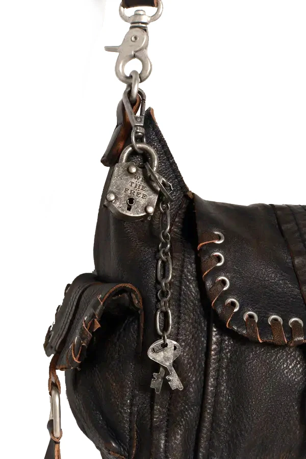 Buckled Leather Shoulder Bag with Industrial Charms Gallery