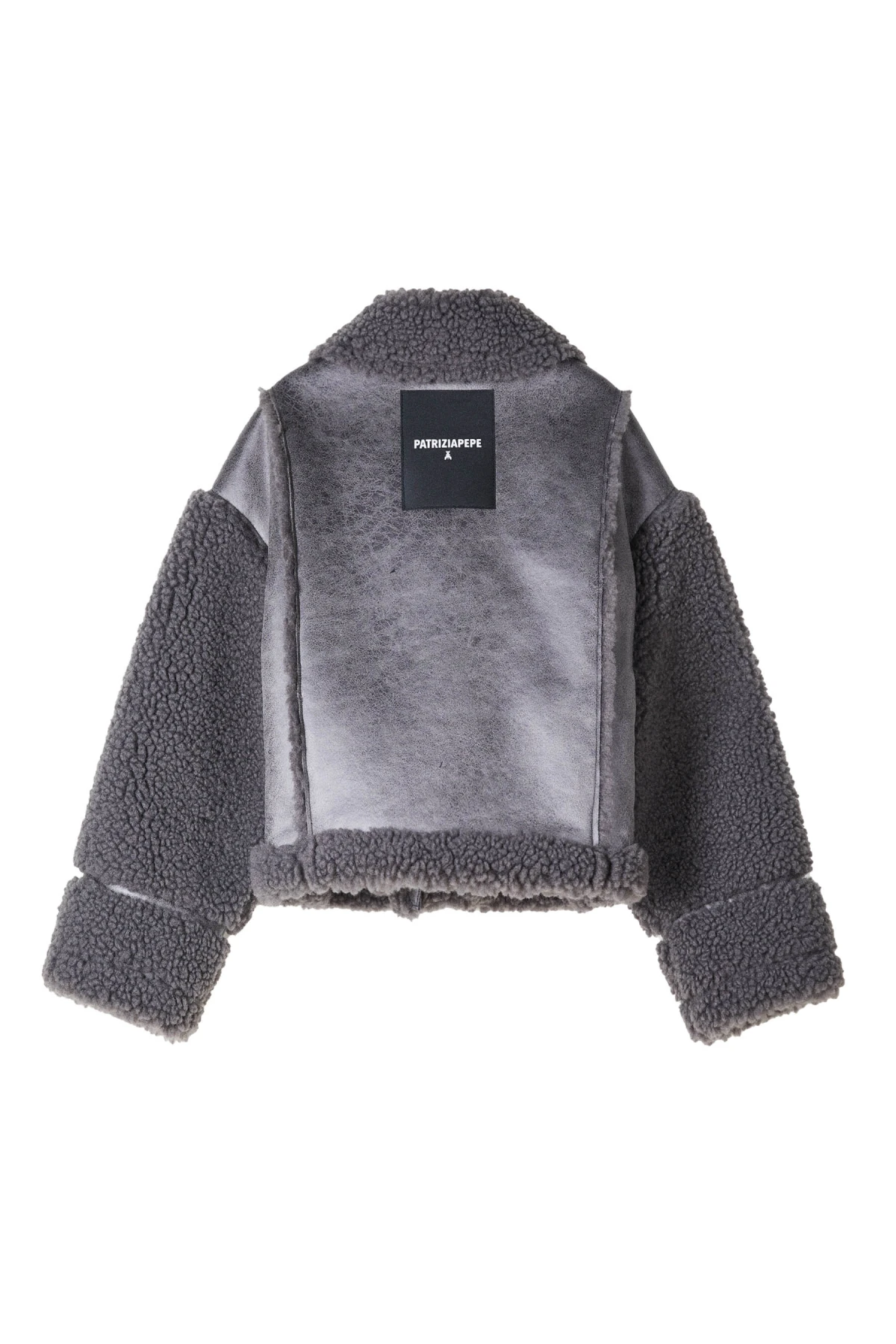 Distressed Faux-Suede and Shearling Moto Jacket Gallery