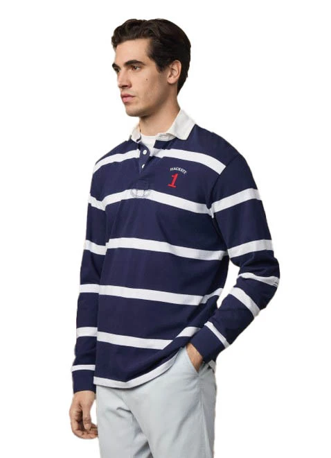 Classic Fit Number Striped Rugby Shirt Gallery