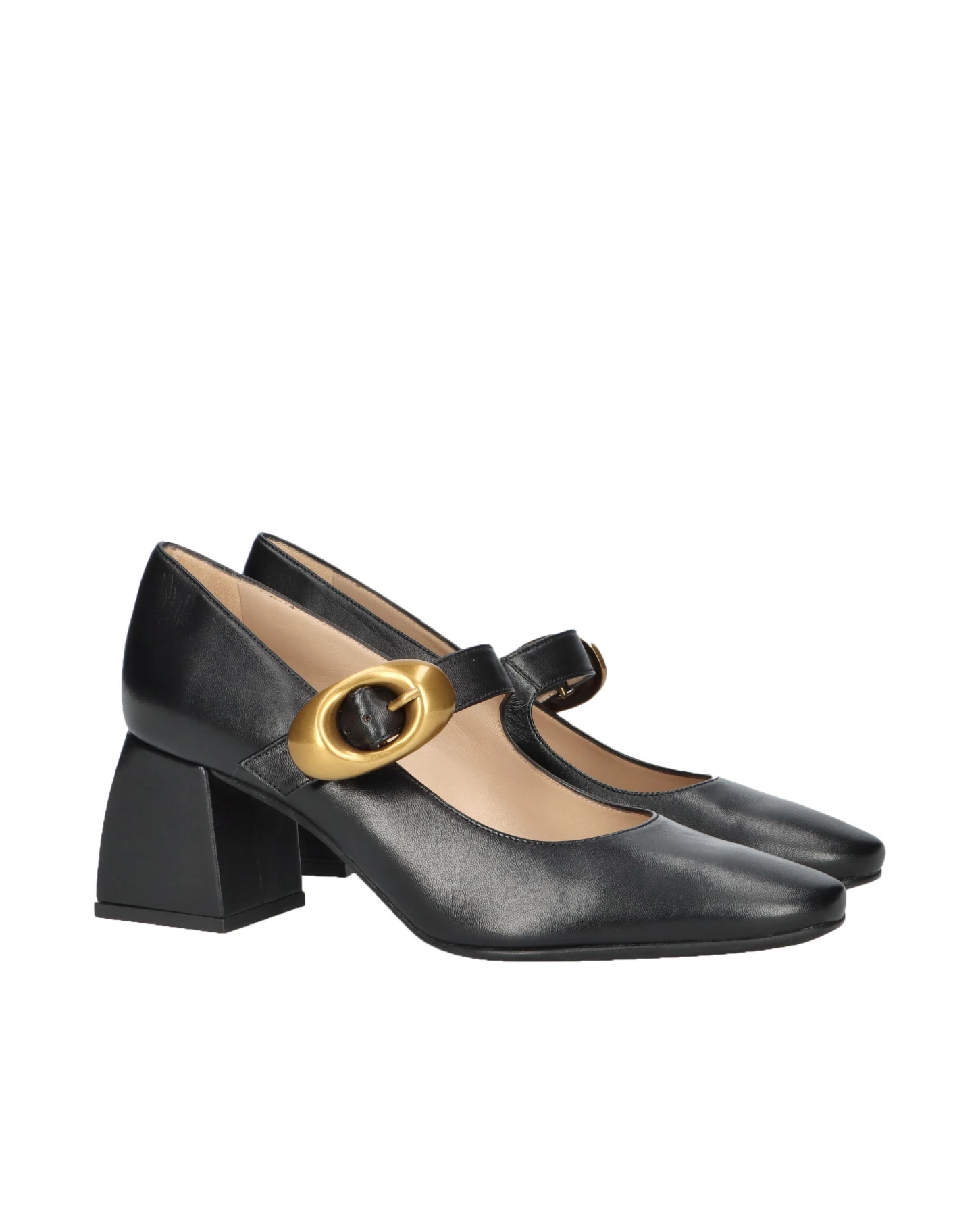 Leather Mary Jane Pump with Sculptural Buckle Gallery