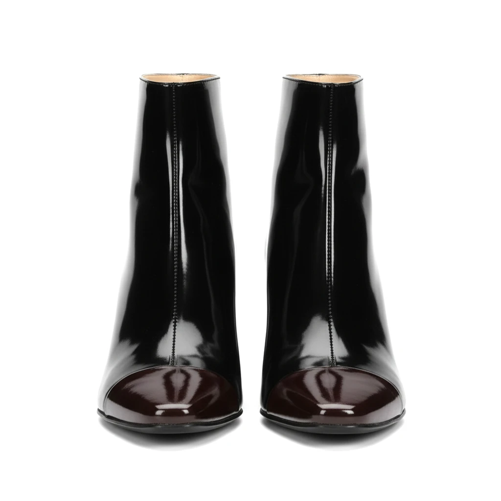 Block Patent Ankle Boot with Contrast Toe and Heel Gallery