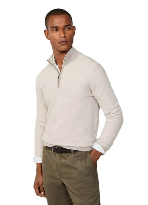 Merino Wool Honeycomb Half-zip Sweater Gallery