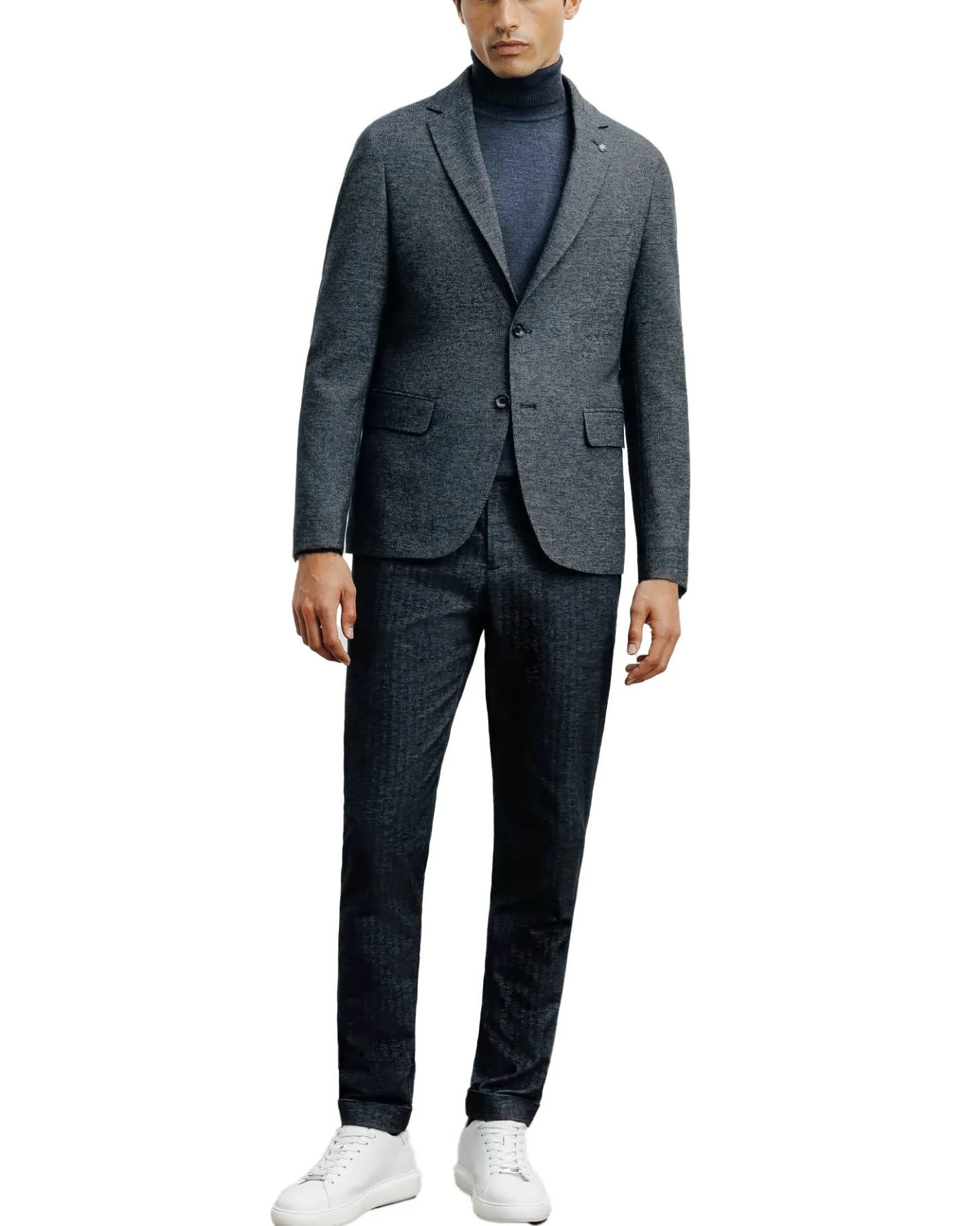 2 Buttoned Blazer Jacket with Contrasting Suede Elbow Patch Gallery