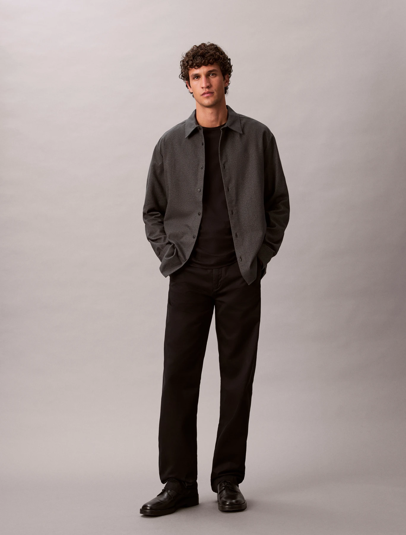 Melange Flannel Relaxed Button-Down Shirt Gallery