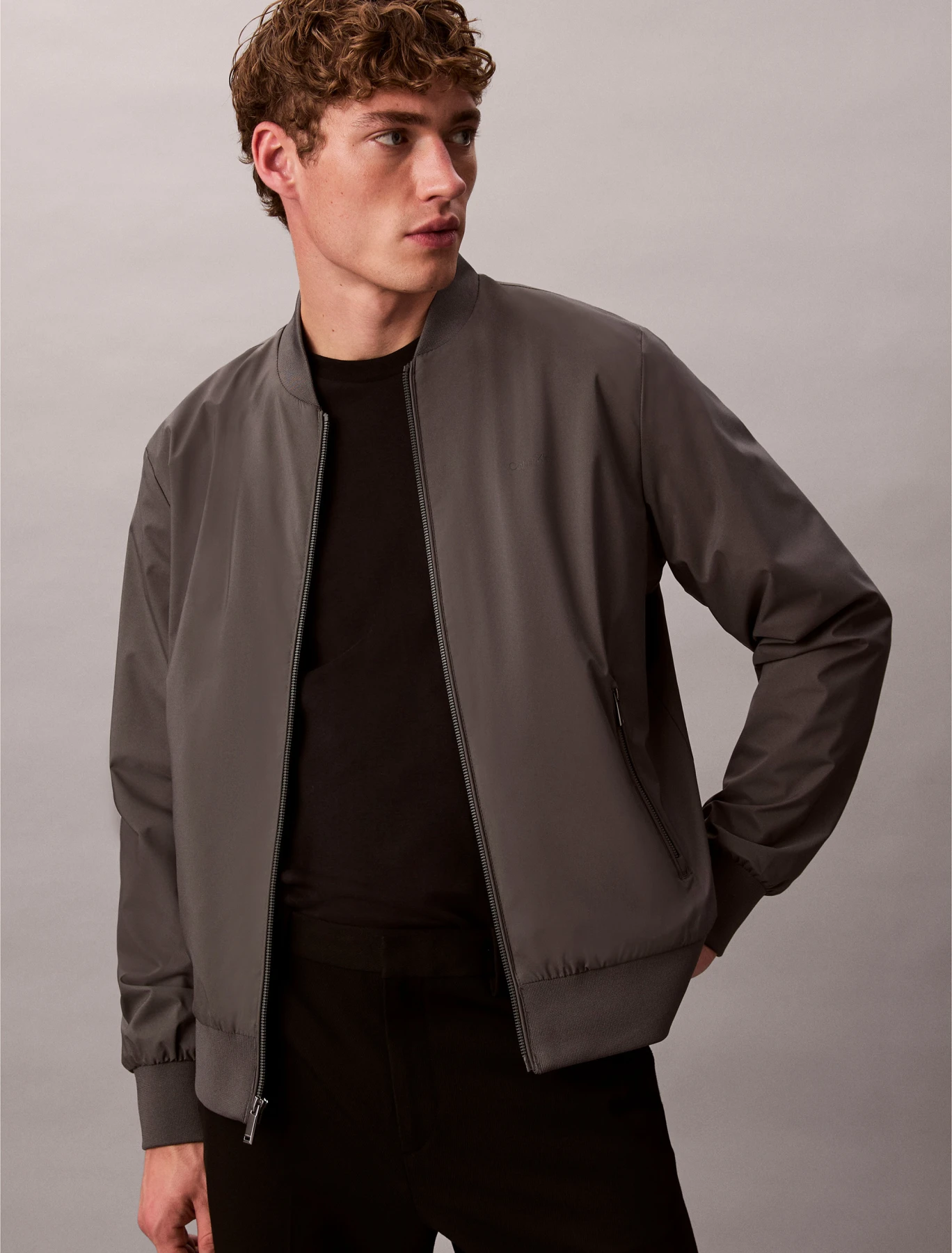 Minimalist Bomber Jacket with Ribbed Trim Gallery